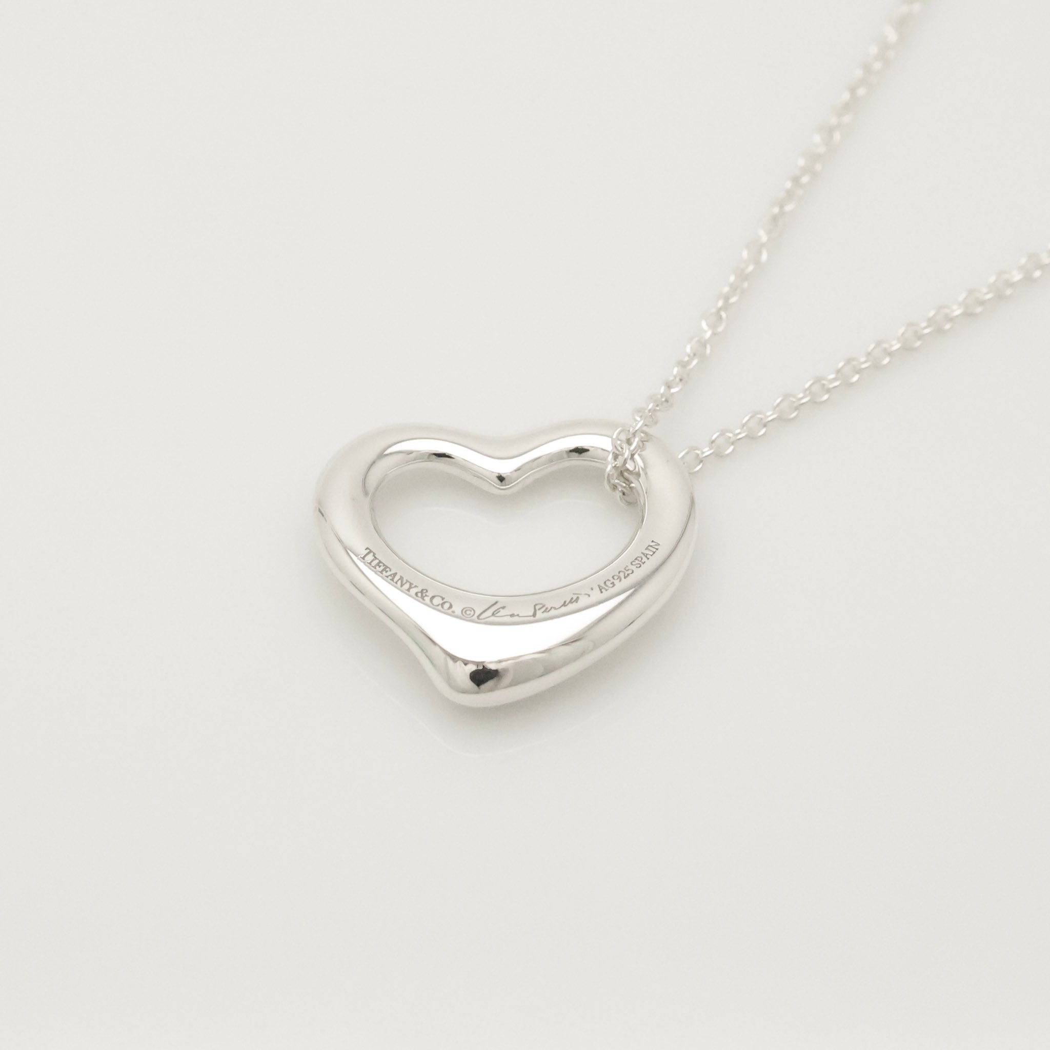 Tiffany & Co. Open Heart Pendant Necklace Sterling Silver 925