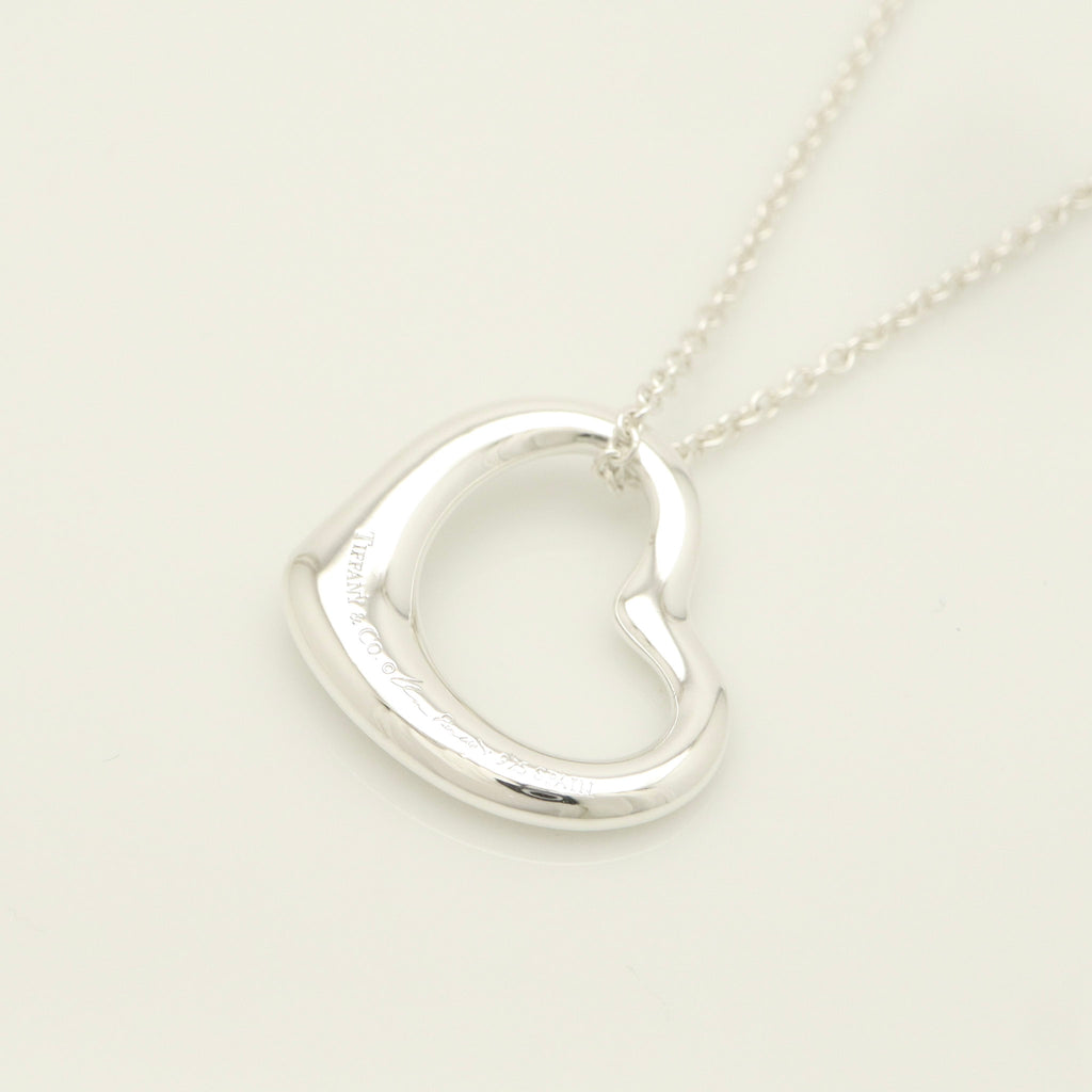 Tiffany & Co. Open Heart Pendant Necklace Sterling Silver 925