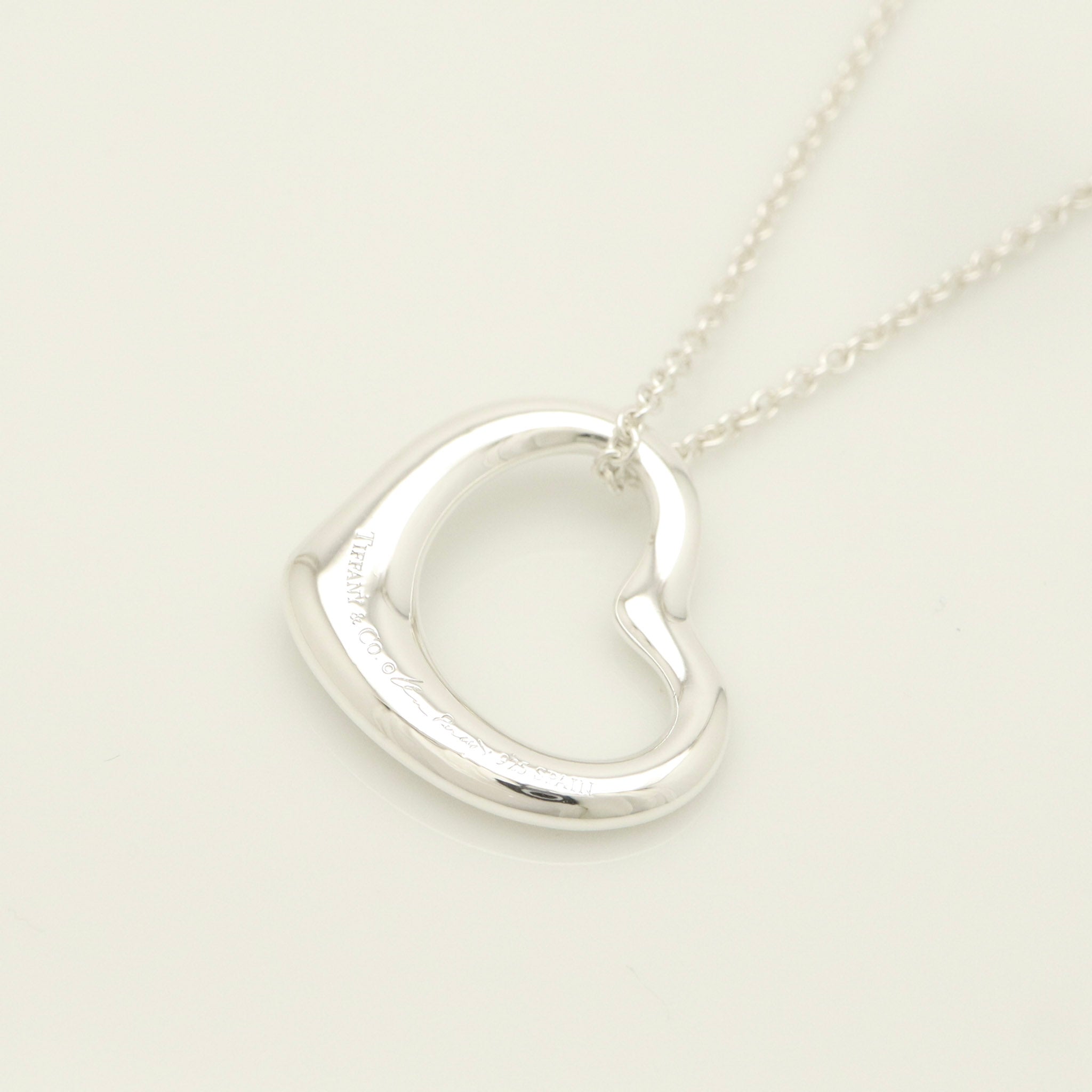 Tiffany & Co. Open Heart Pendant Necklace Sterling Silver 925