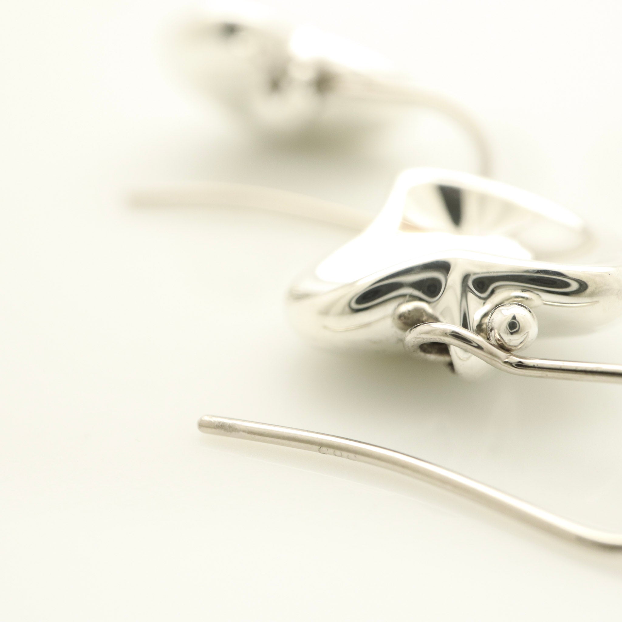 Tiffany & Co. Peretti Full Curved Heart Dangle Hook Earrings Sterling Silver 925
