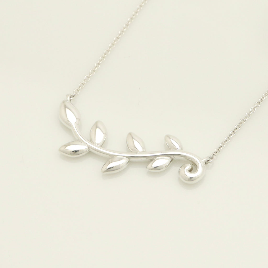 GIFT*Tiffany & Co. Picasso Olive Leaf Vine Necklace Pendant Sterling Silver 925 