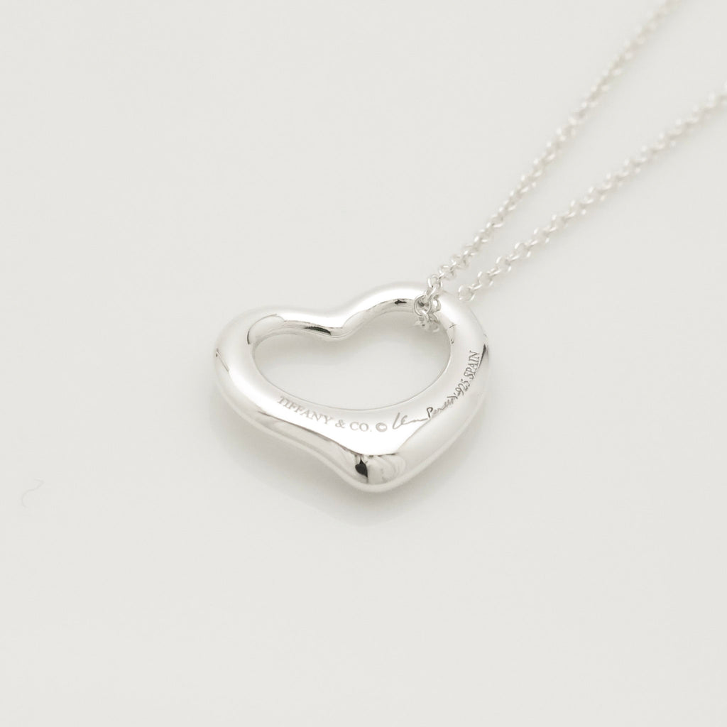 Tiffany & Co. Open Heart 16mm Pendant Necklace  Sterling Silver 925