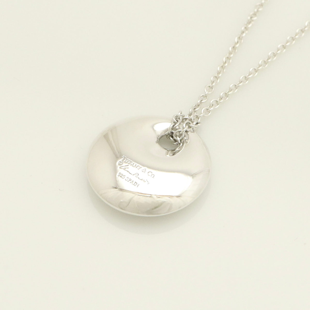Tiffany & Co. Small Round Circle Disc Necklace Pendant Sterling Silver 925