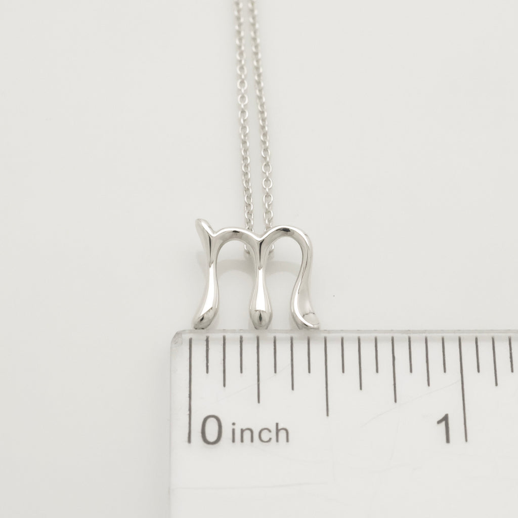 Tiffany & Co. Initial Letter "M" Necklace Pendant Sterling Silver 925
