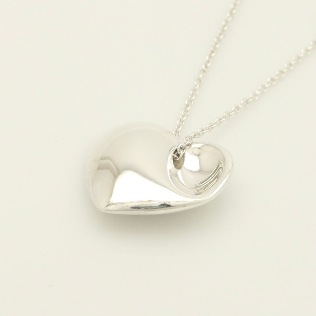 Tiffany & Co. Puff Heart Dangle Pendant Necklace Sterling Silver 925
