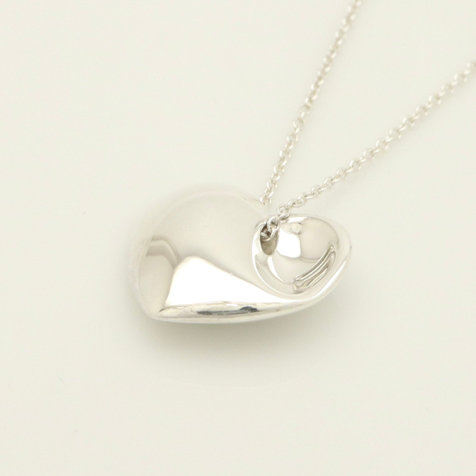 Tiffany & Co. Puff Heart Dangle Pendant Necklace Sterling Silver 925
