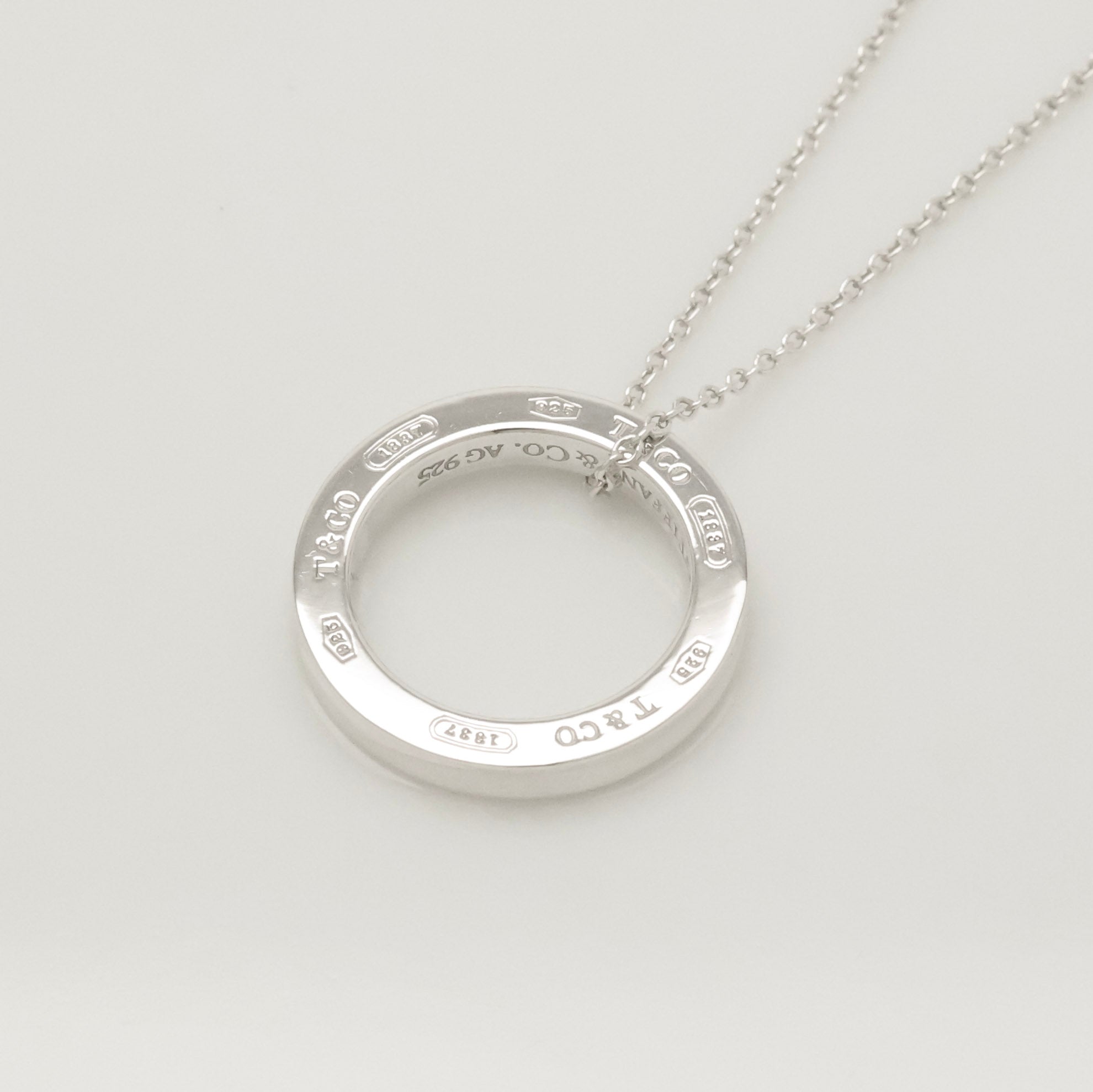 Tiffany & Co. Round Circle Pendant Necklace Sterling Silver 925