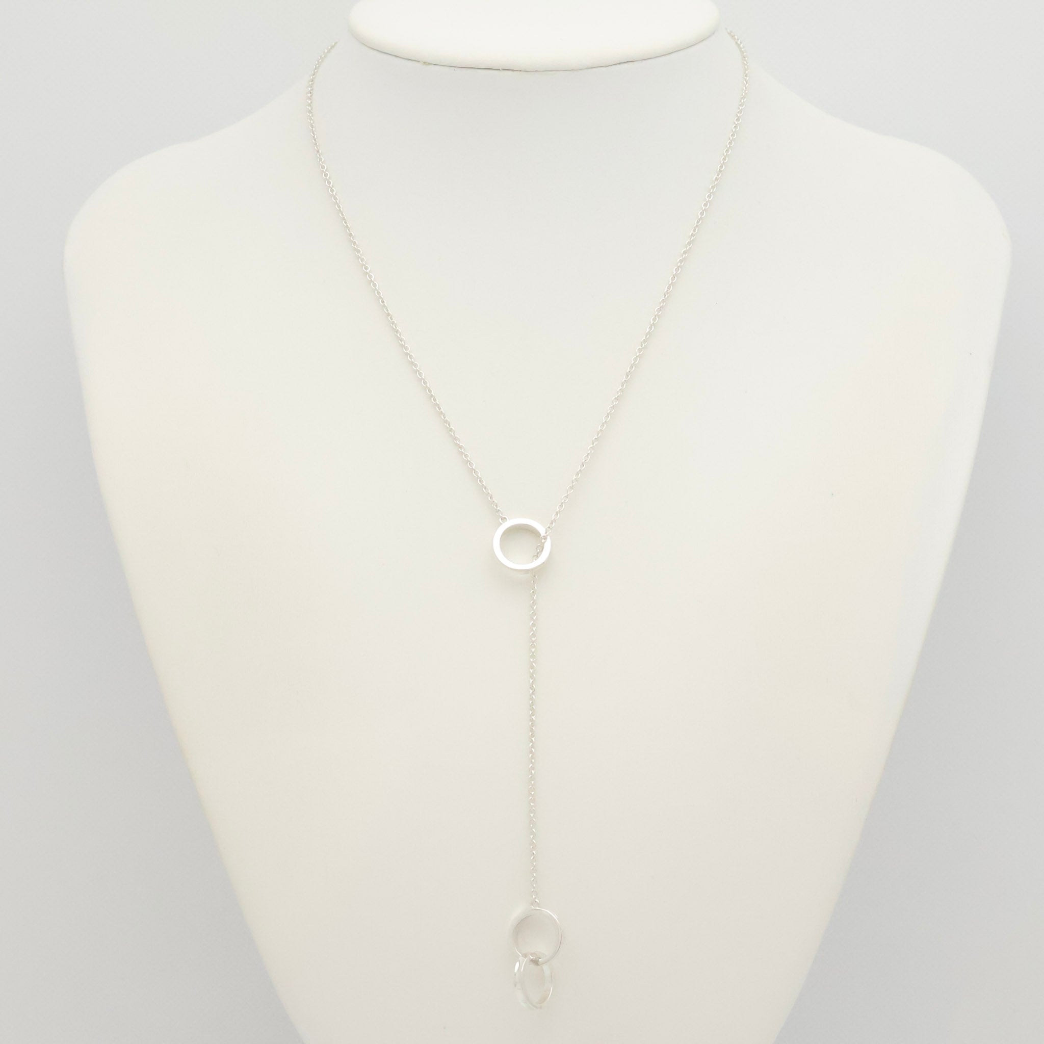 Tiffany & Co. 1837 Interlocking Circles Lariat Necklace Sterling Silver 925