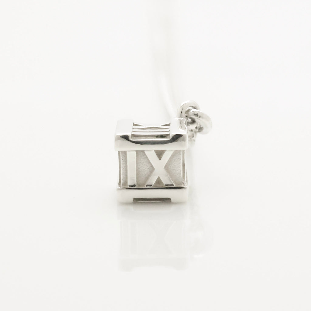  Tiffany & Co. Atlas Cube Necklace Pendant  Sterling Silver  925 