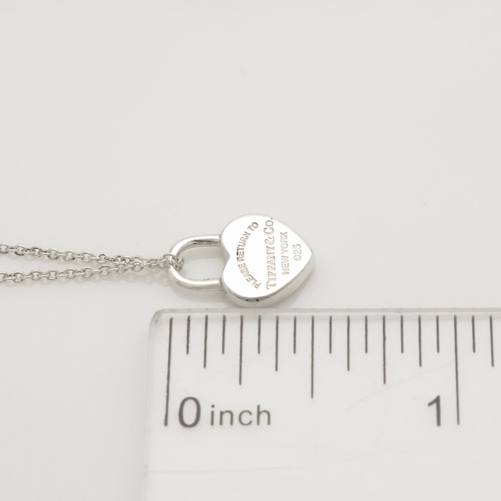  Tiffany & Co. Return to Mini Heart Lock Padlock Necklace  Sterling Silver 925