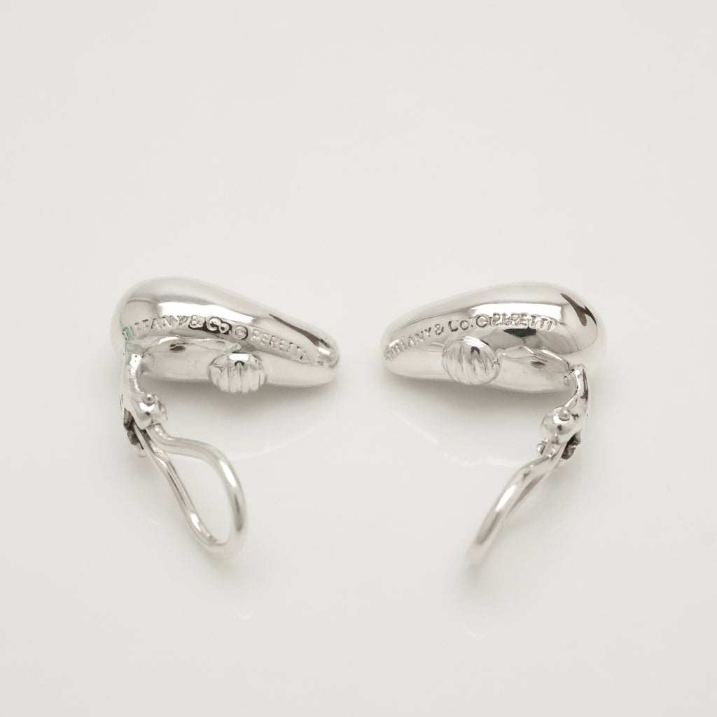 Tiffany & Co. Peretti Large Teardrop Clip-On Earrings Sterling Silver 925