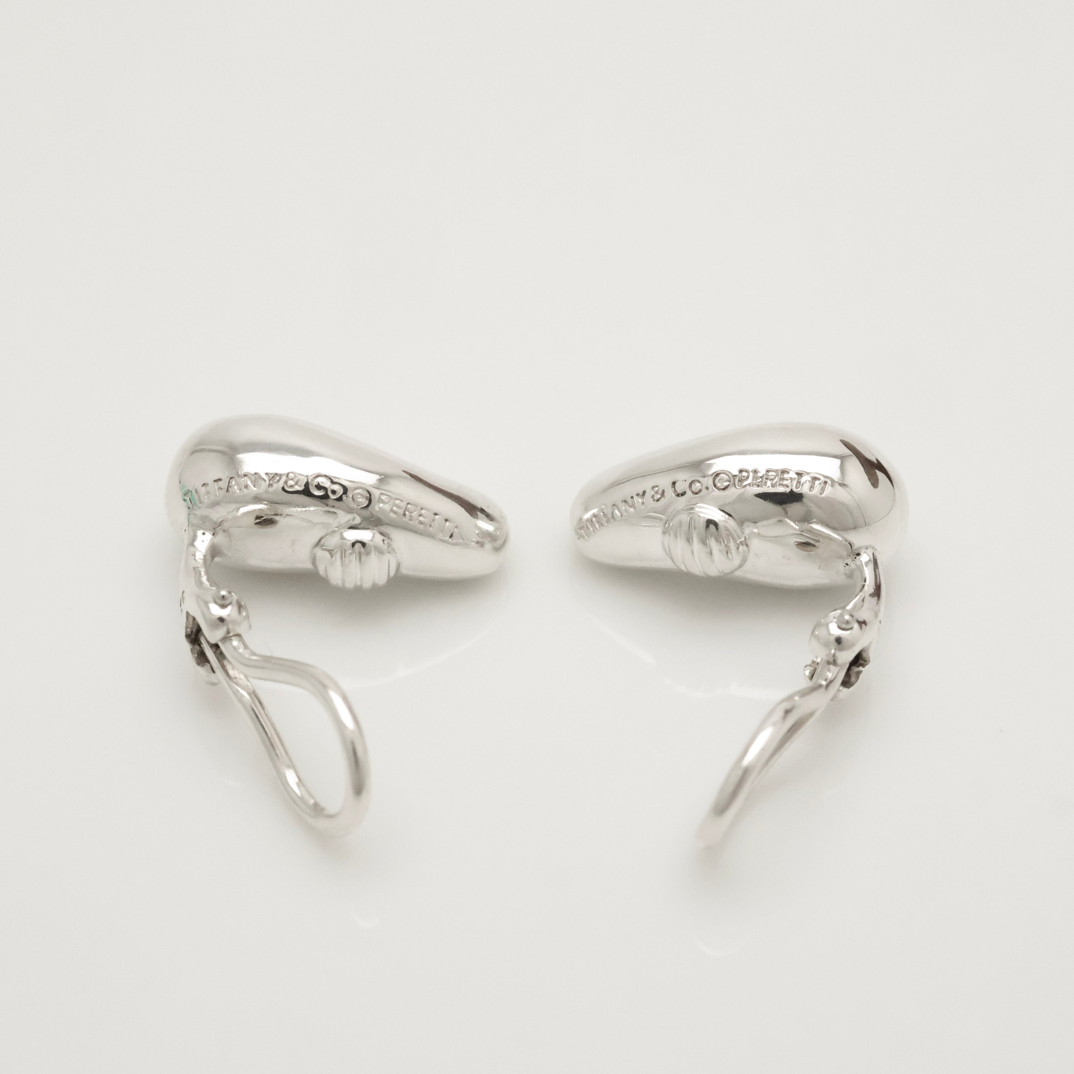 Tiffany & Co. Peretti Large Teardrop Clip-On Earrings Sterling Silver 925
