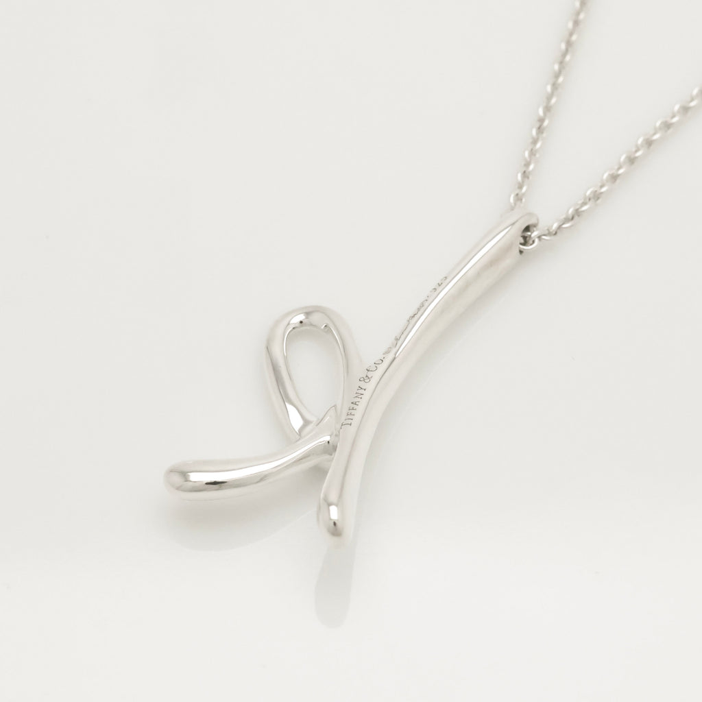Tiffany & Co. Initial Letter "K" Pendant Necklace Sterling Silver 925