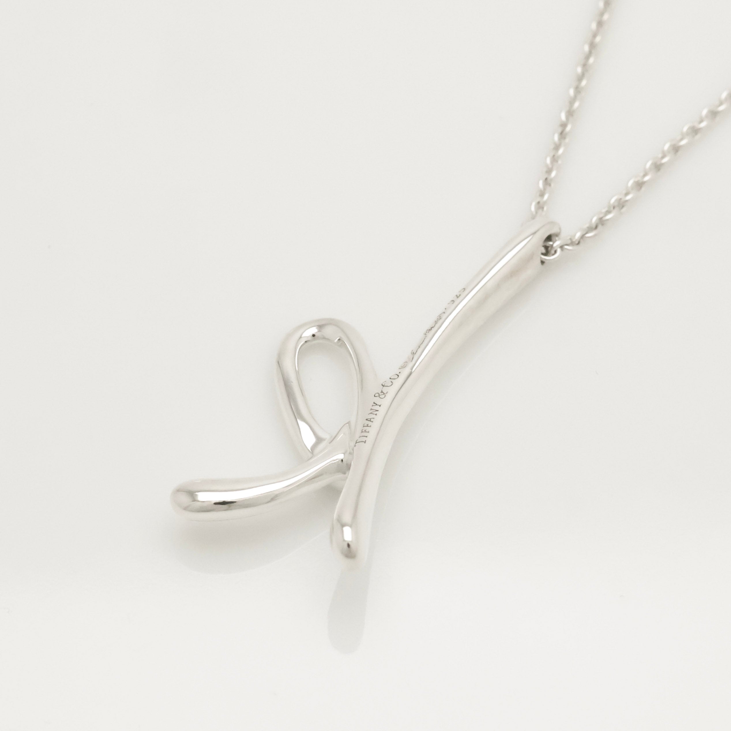 Tiffany & Co. Initial Letter "K" Pendant Necklace Sterling Silver 925