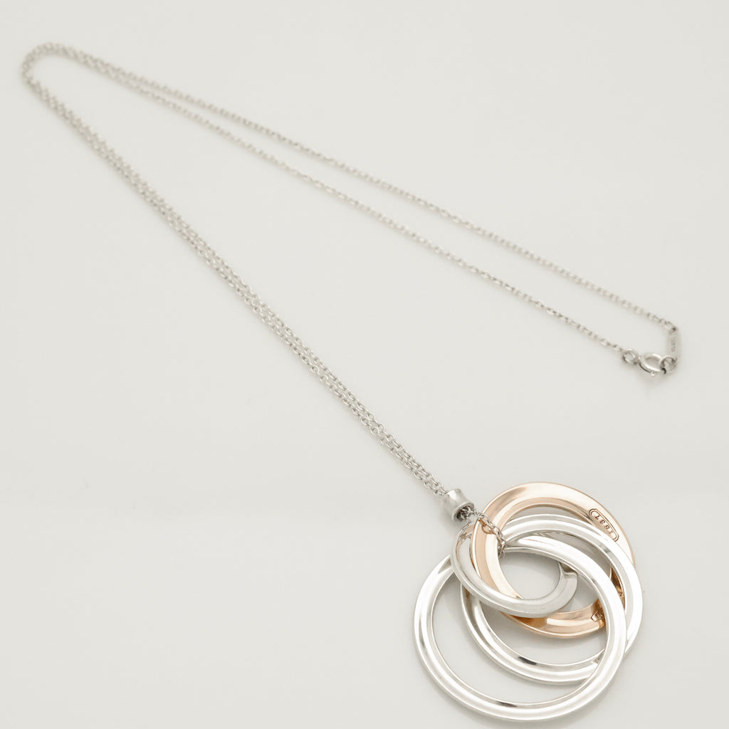 TIFFANY&Co. 4連 1837 インターロッキング サークル ネックレス ルベドメタル AG925