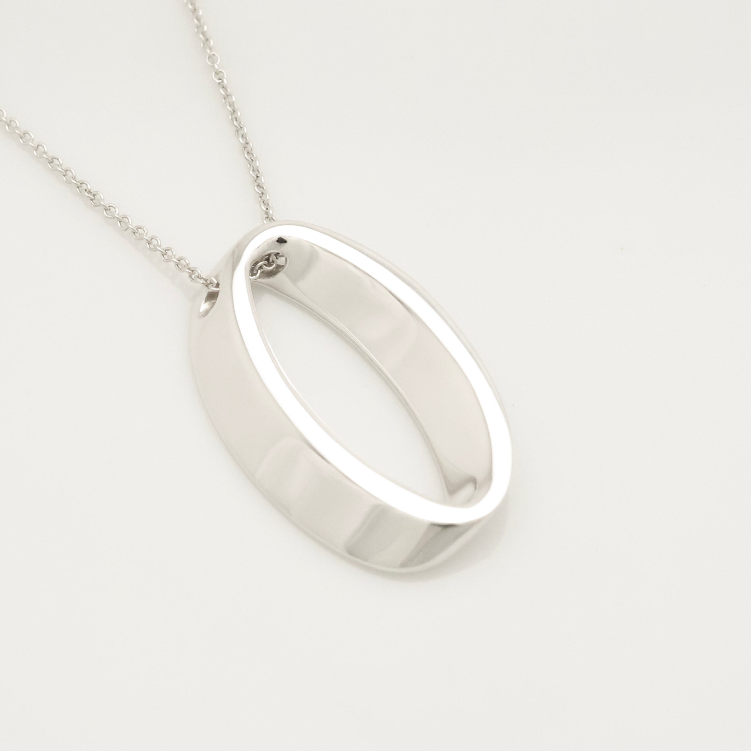 Tiffany & Co. 3D Geometric Oval Necklace Sterling Silver 925
