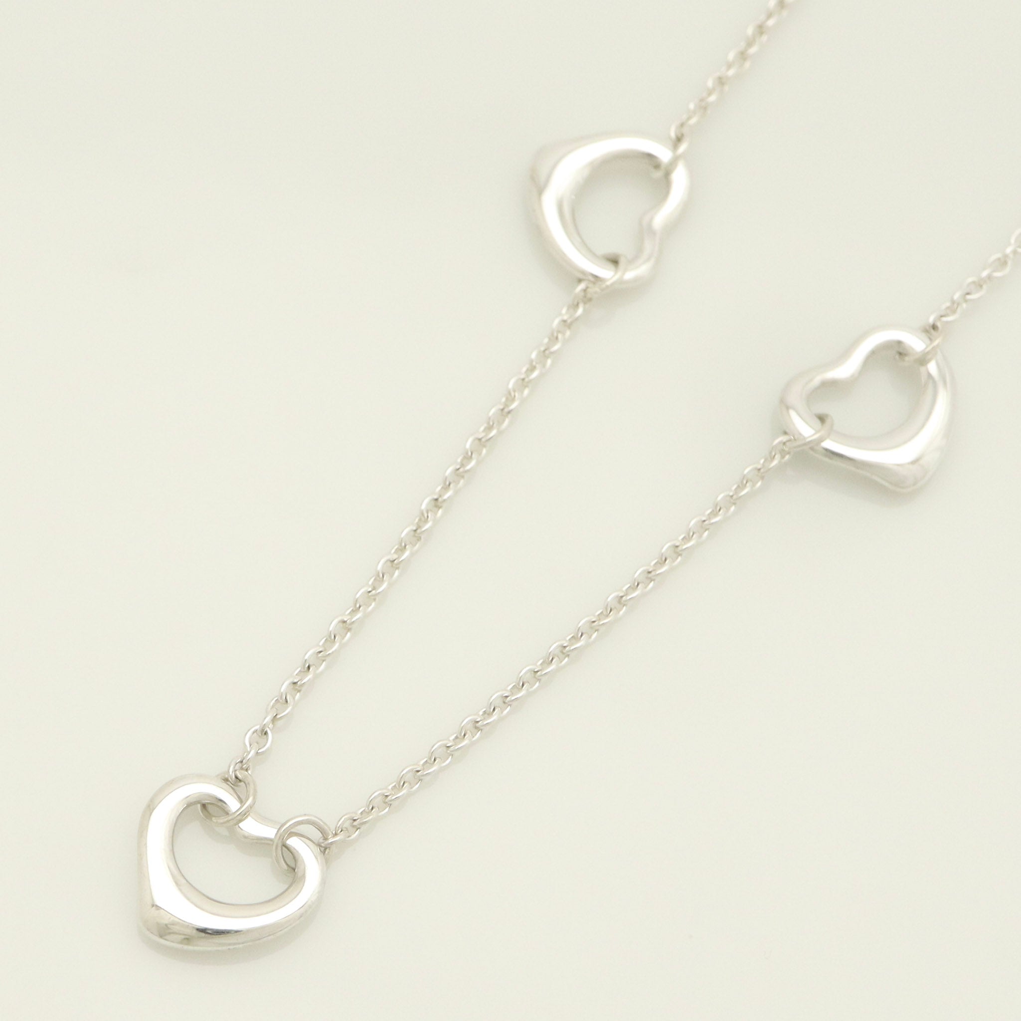  Tiffany & Co. Peretti Triple Open Heart Lariat Necklace Sterling Silver 925 