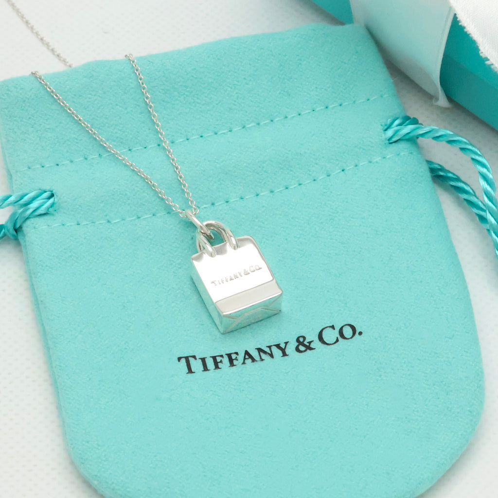 Tiffany & Co. Shopping Bag Pendant Charm Necklace Sterling Silver 925