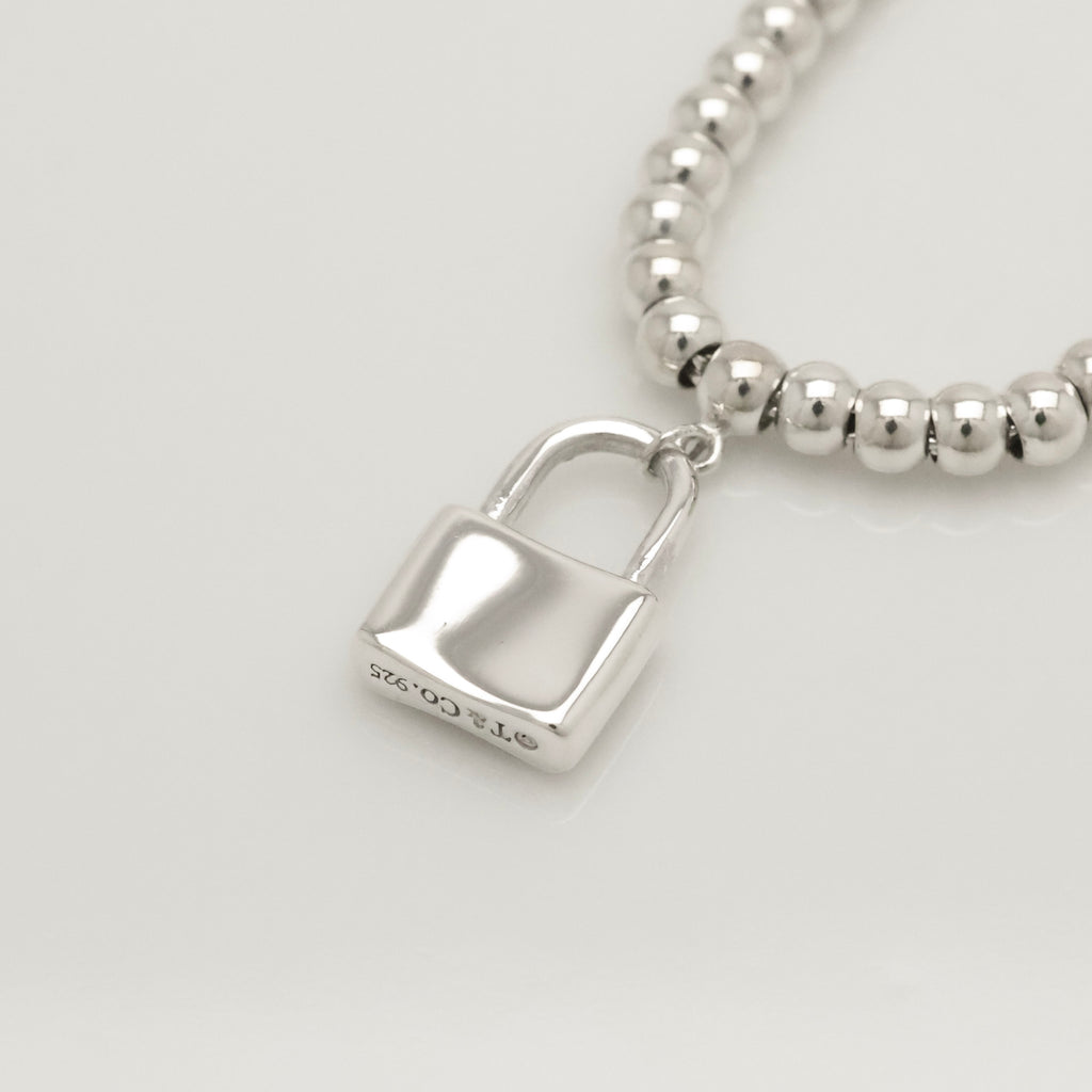 Tiffany & Co. 1837 Mini Padlock Bead Bracelet Sterling Silver 925