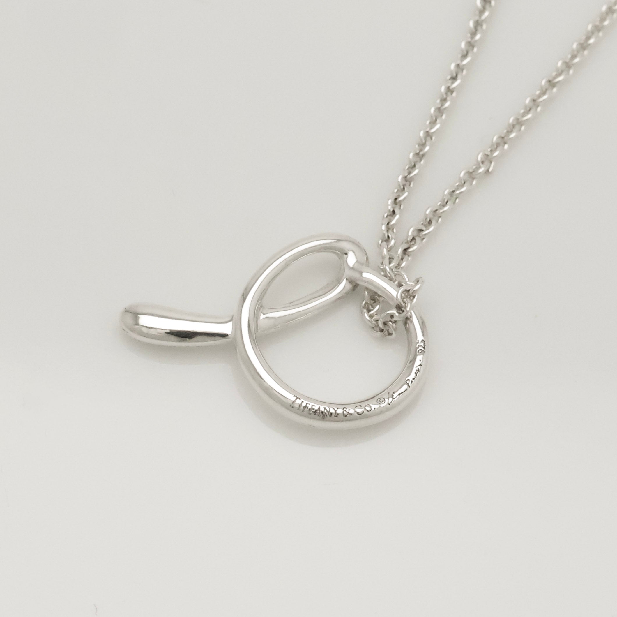 Tiffany & Co. Initial Letter "A" Pendant Necklace Sterling Silver 925