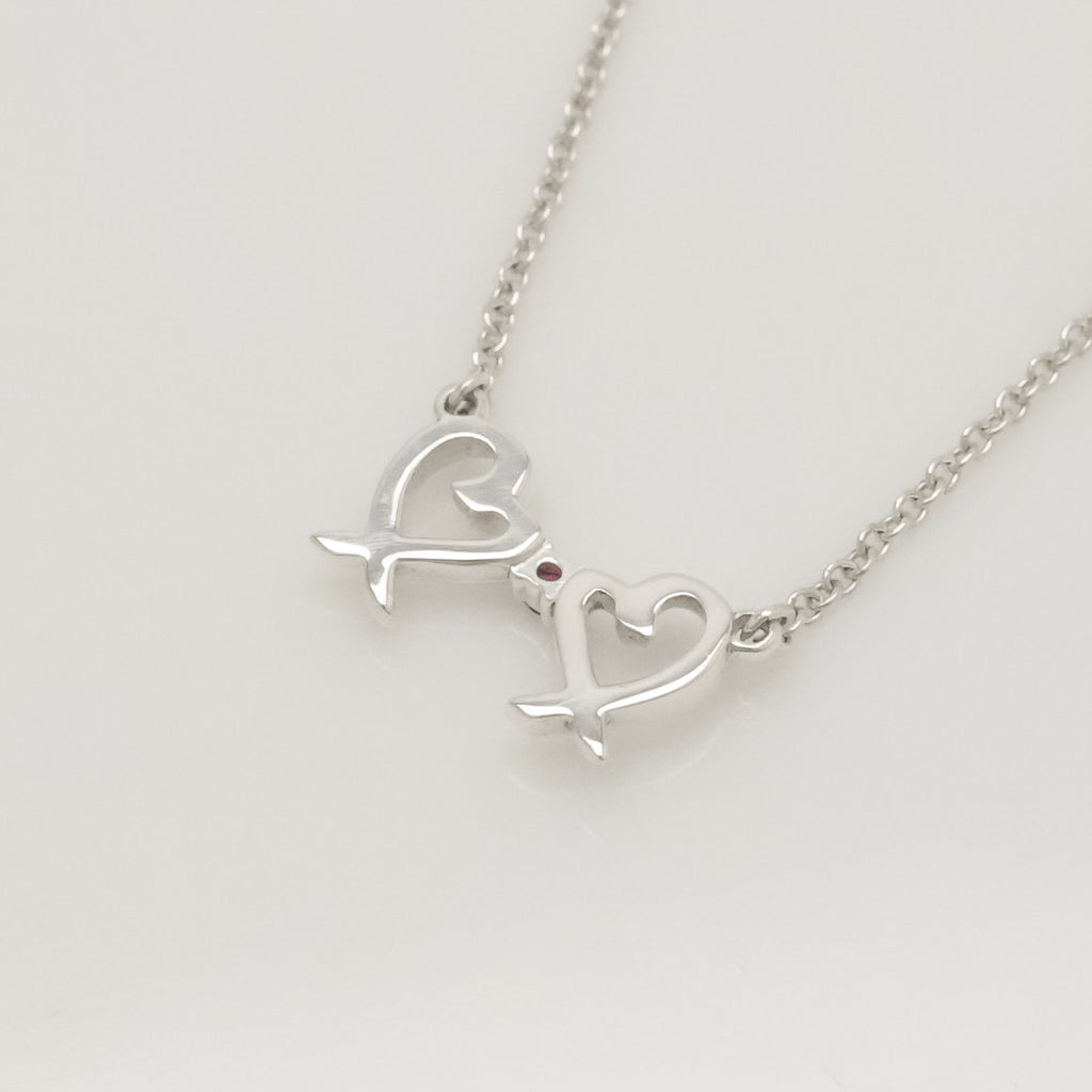 TIFFANY&Co. ダブル ラビング ハート 1P ピンクサファイア パロマピカソ ネックレス AG925