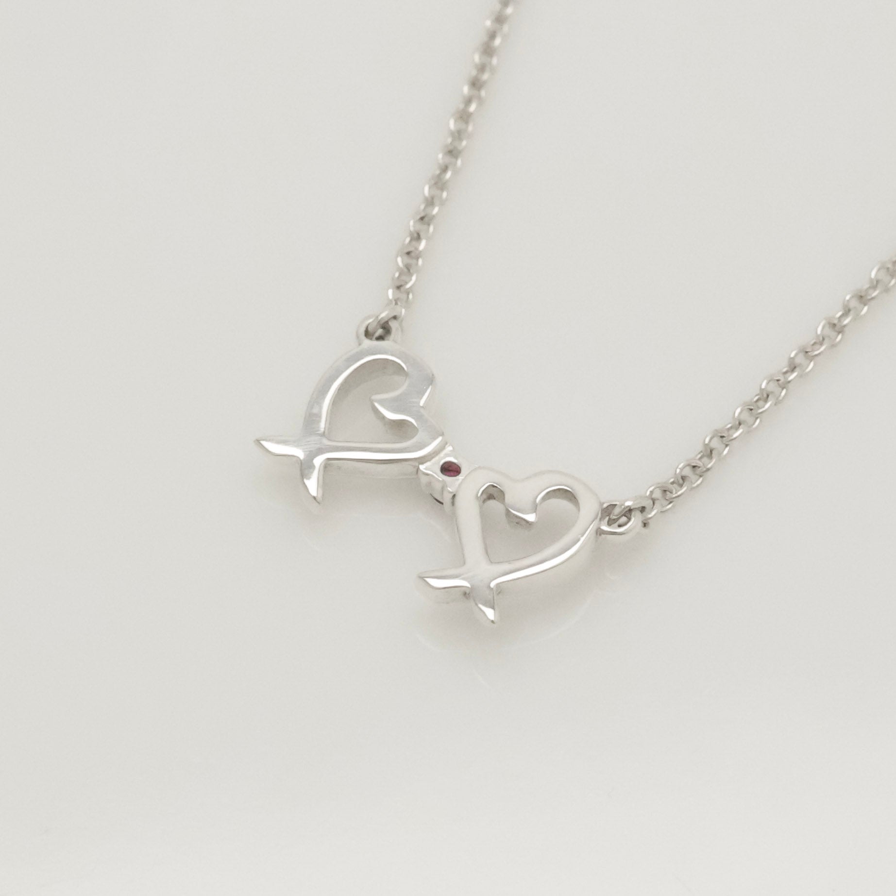 TIFFANY&Co. ダブル ラビング ハート 1P ピンクサファイア パロマピカソ ネックレス AG925