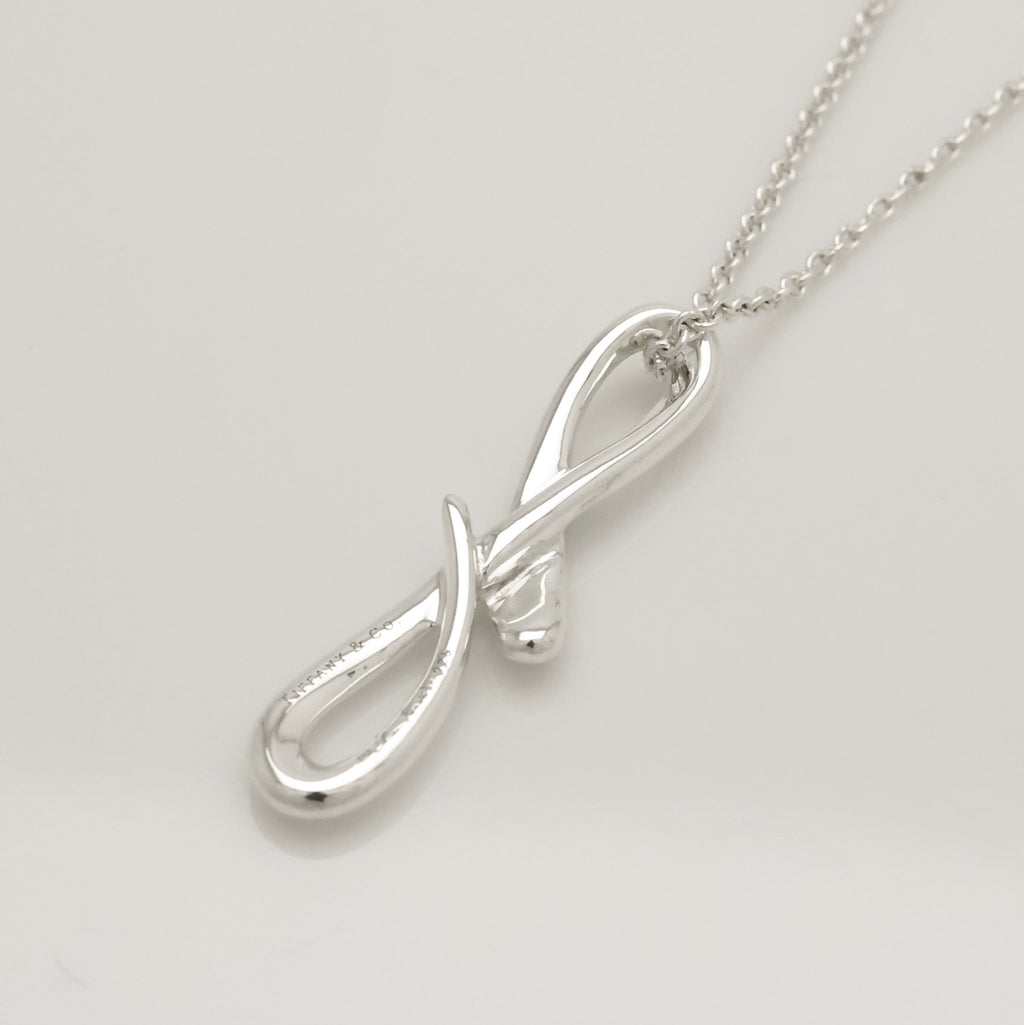 Tiffany & Co. Initial Letter "F" Pendant Necklace Sterling Silver 925