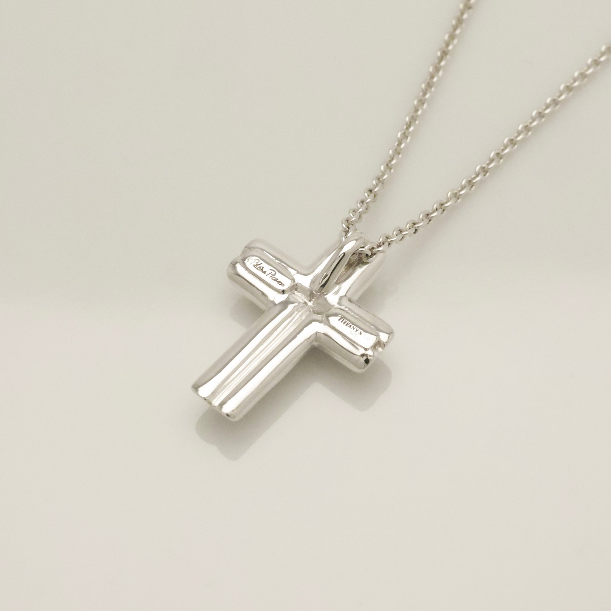Tiffany & Co. Tenderness Cross Diamond Necklace Sterling Silver 925