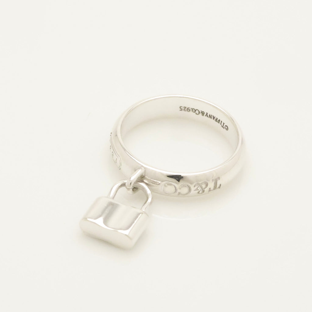 Tiffany & Co. 1837 Padlock Dangle Ring Sterling Silver 925