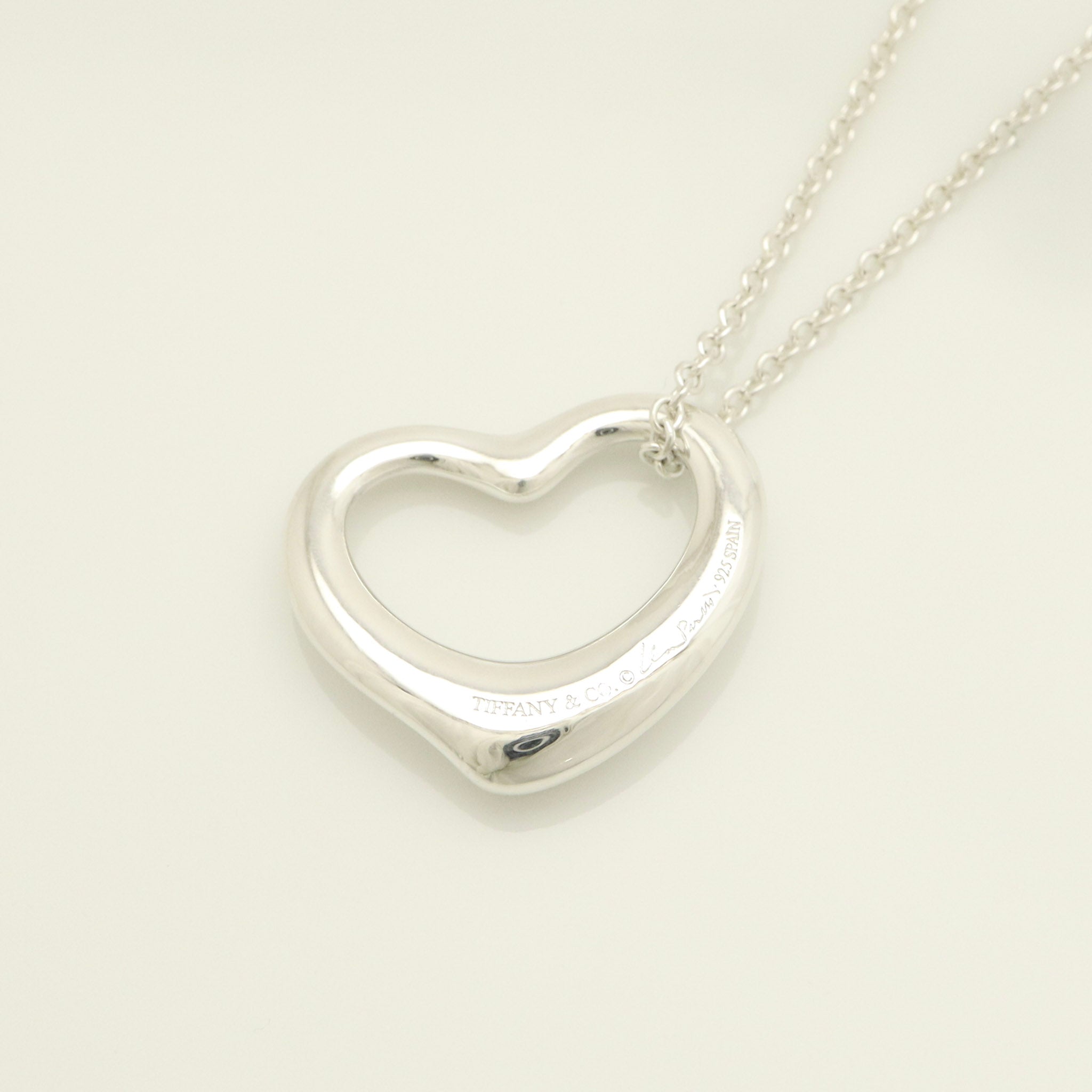 Tiffany & Co. Open Heart Pendant Necklace Sterling Silver 925