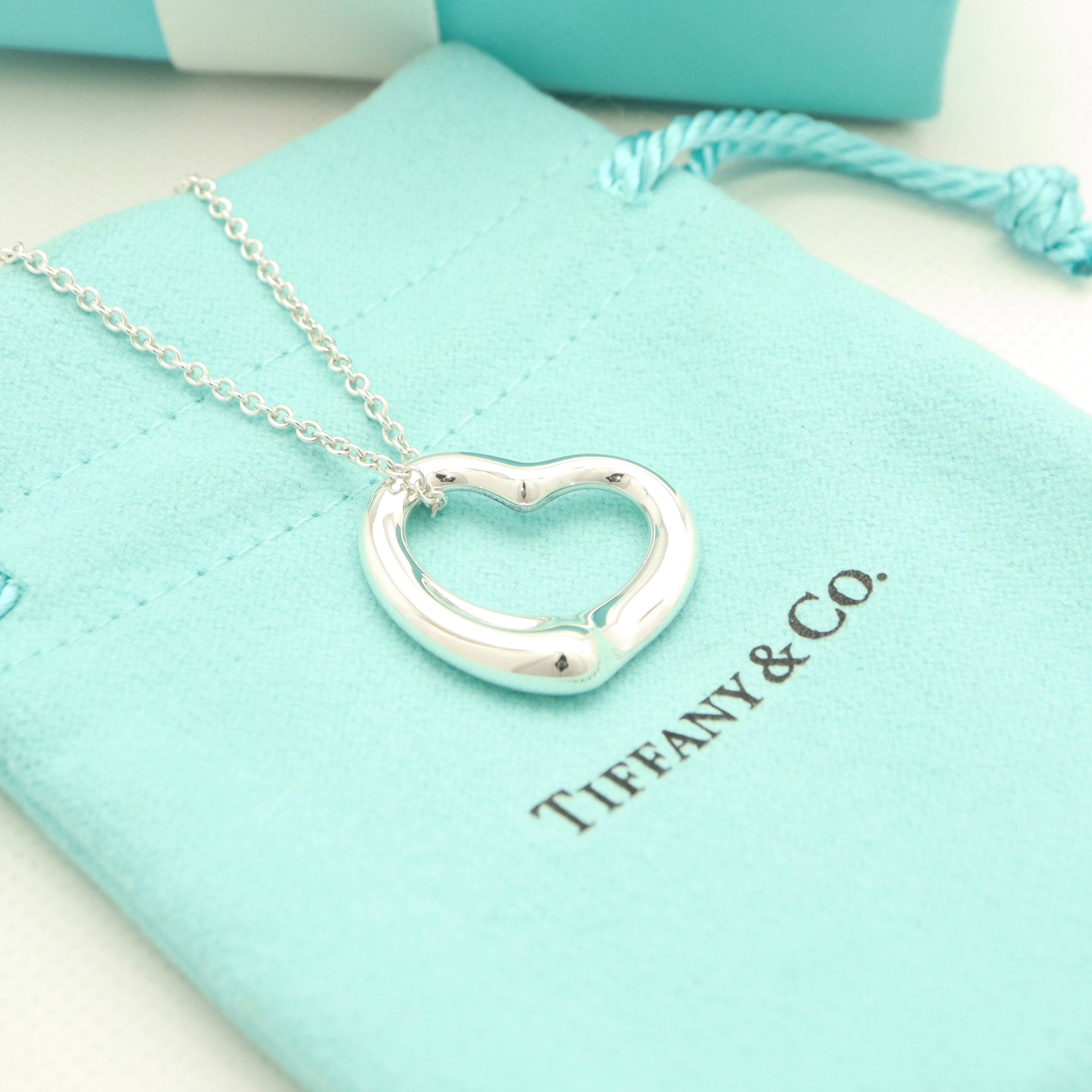 Tiffany & Co. Open Heart Pendant Necklace Sterling Silver 925