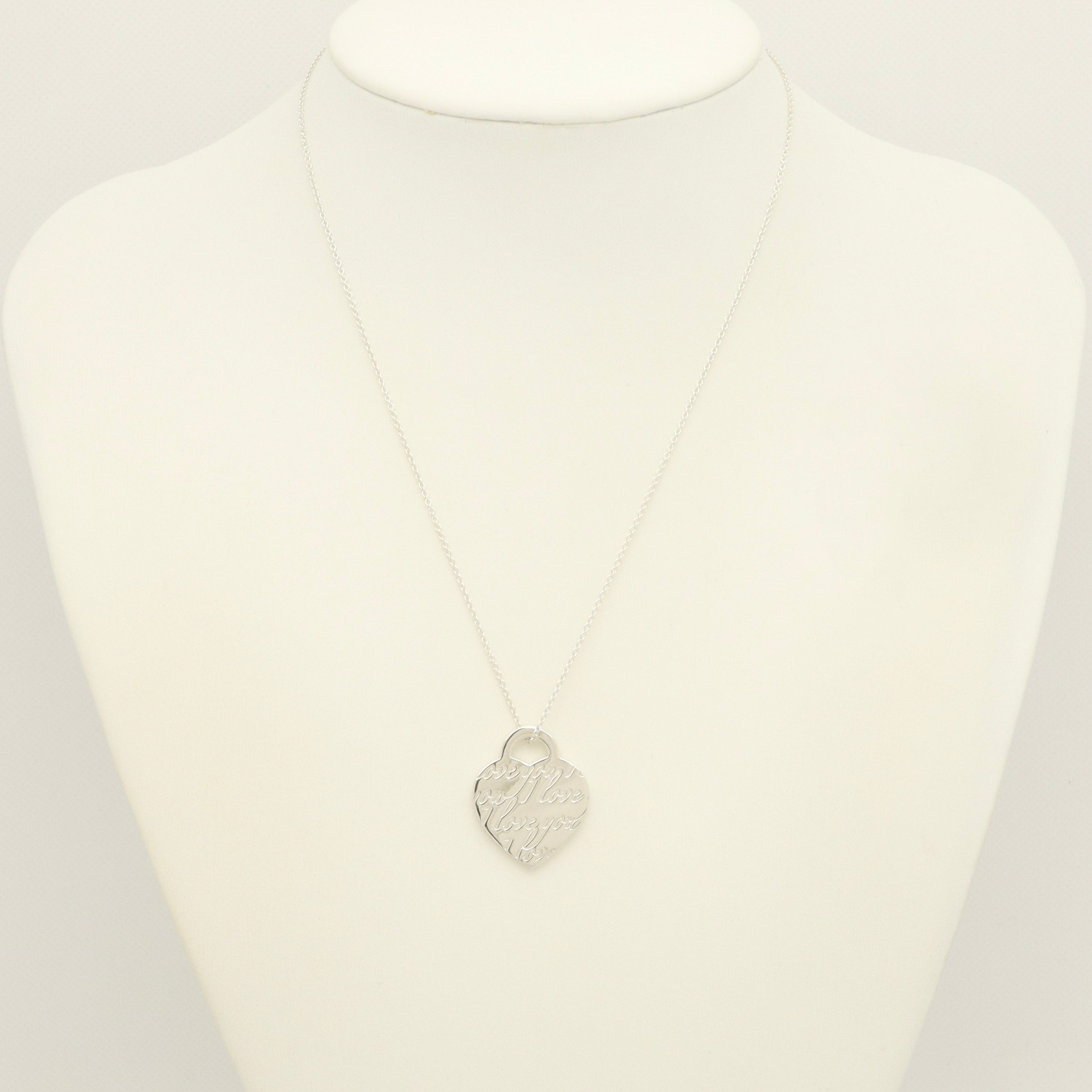 Tiffany & Co. Notes I LOVE YOU Heart Pendant Necklace Sterling Silver 925