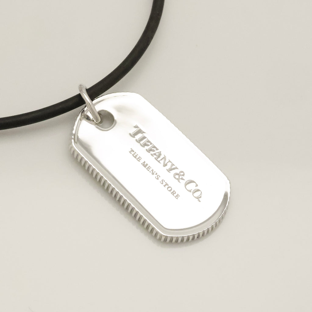 TIFFANY&Co. コイン エッジ ドッグ タグ ラバー コード ネックレス AG925