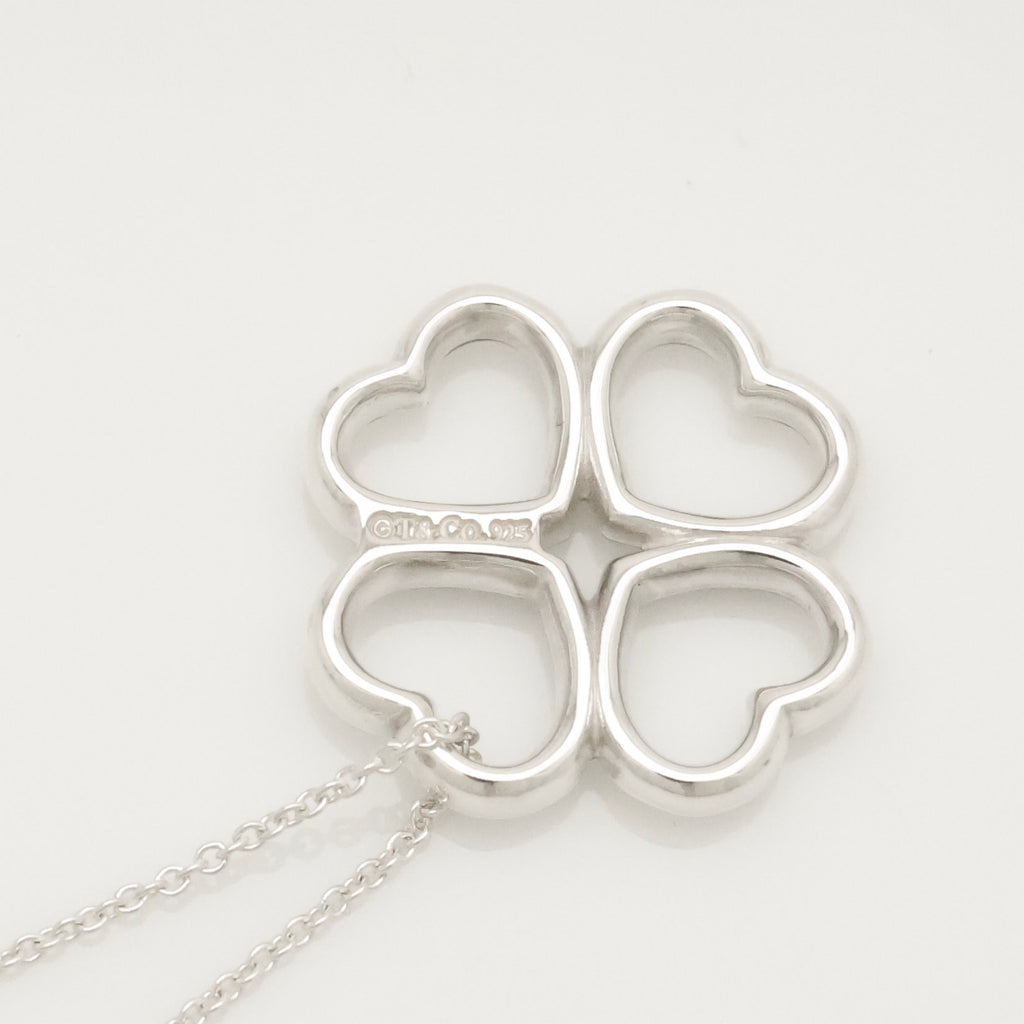  Tiffany & Co. Four Hearts Clover Necklace Pendant Sterling Silver 925