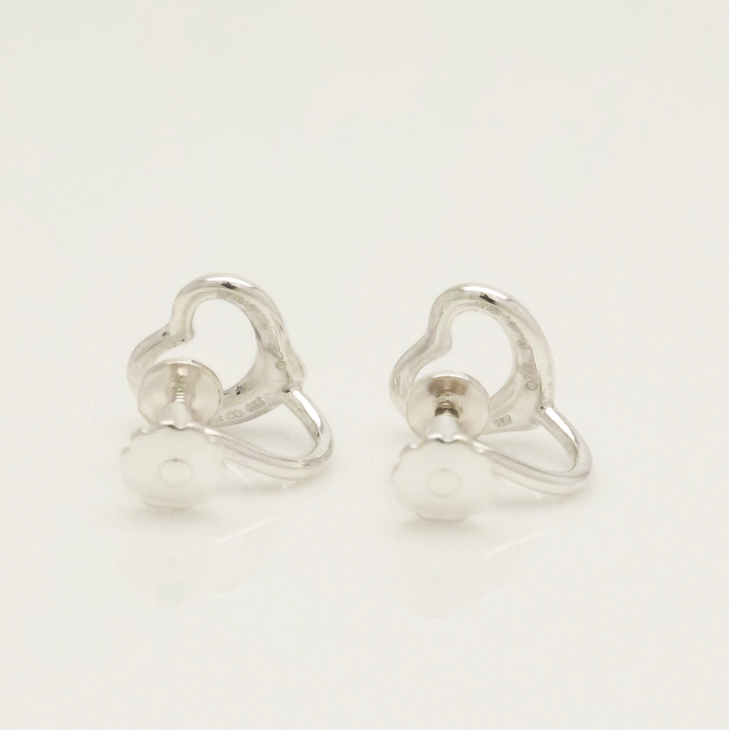 Tiffany & Co. Peretti Open Heart Screw back Earrings Sterling Silver 925