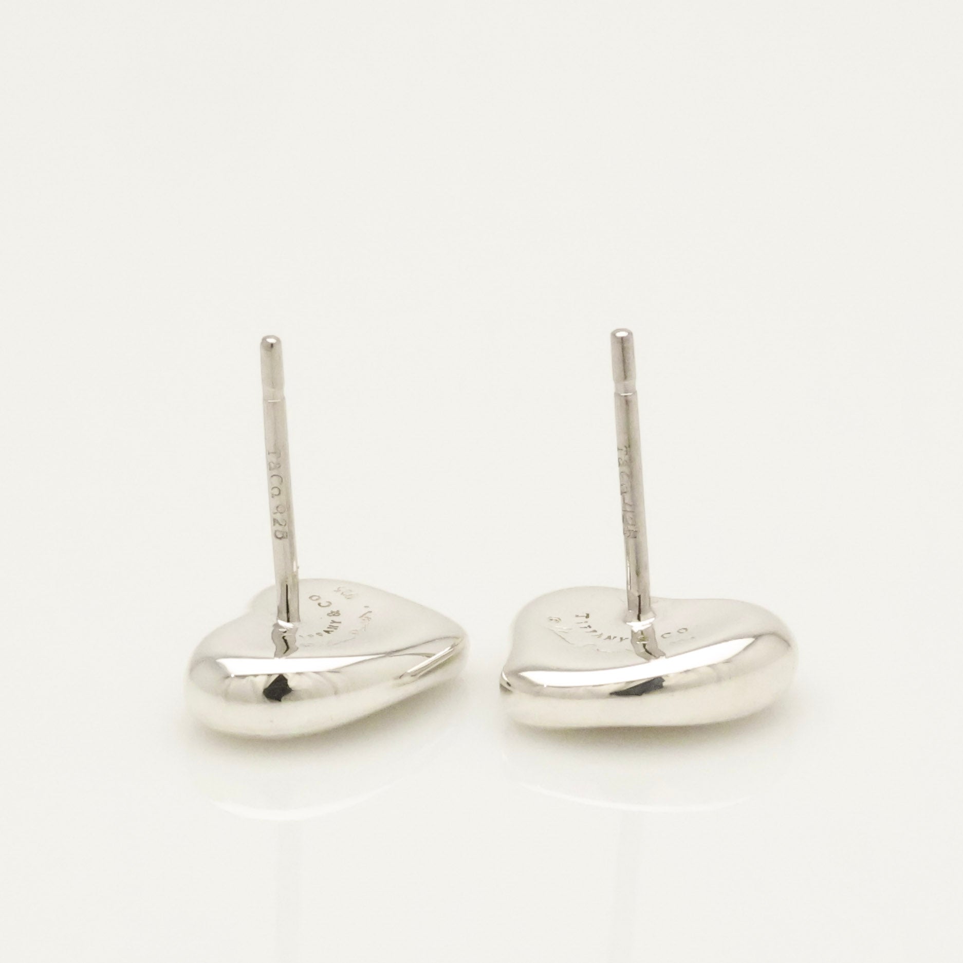 Tiffany & Co. Elsa Peretti Full Heart Stud Earrings Sterling Silver 925 