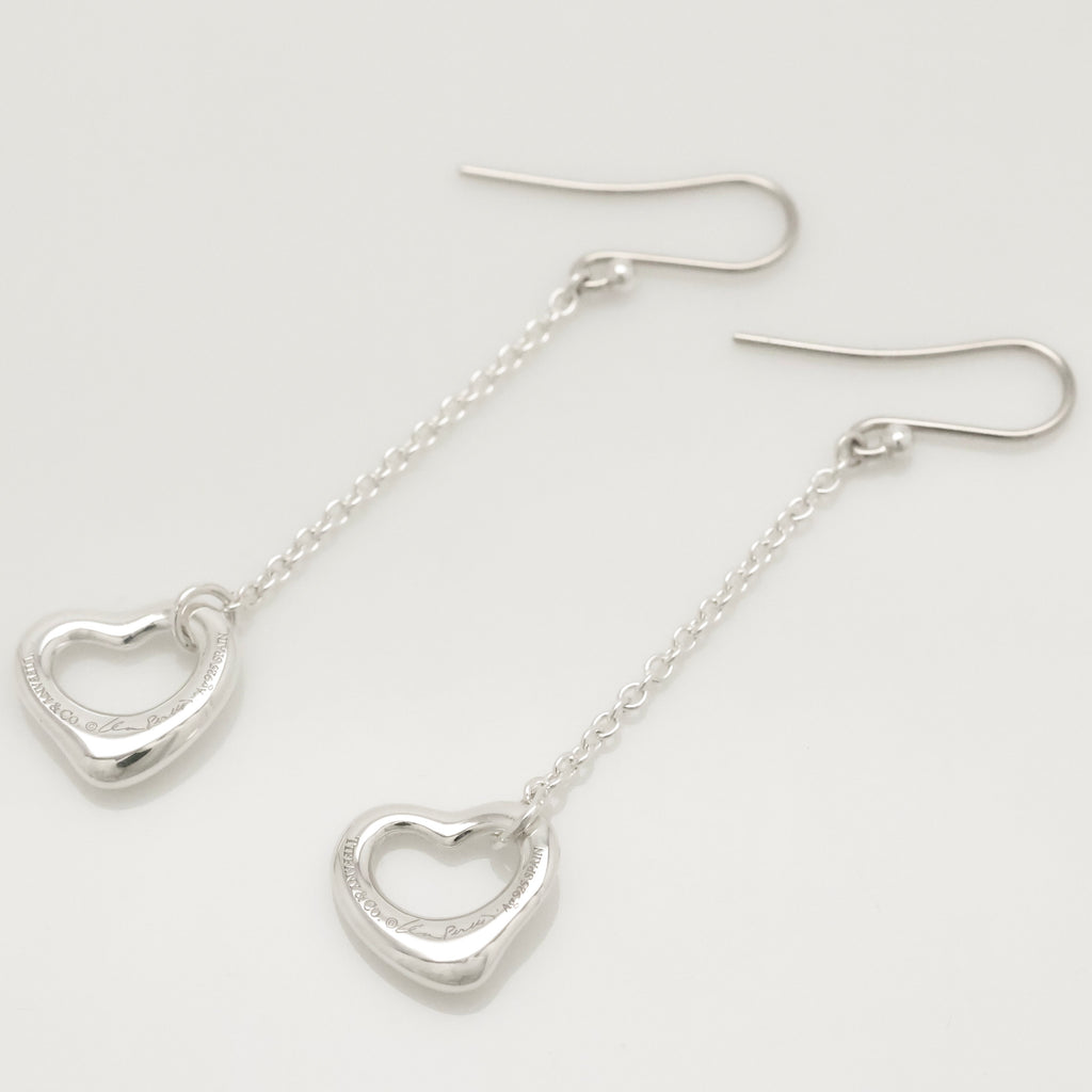 TIFFANY&Co. オープンハート エルサペレッティ ドロップ フック ピアス AG925