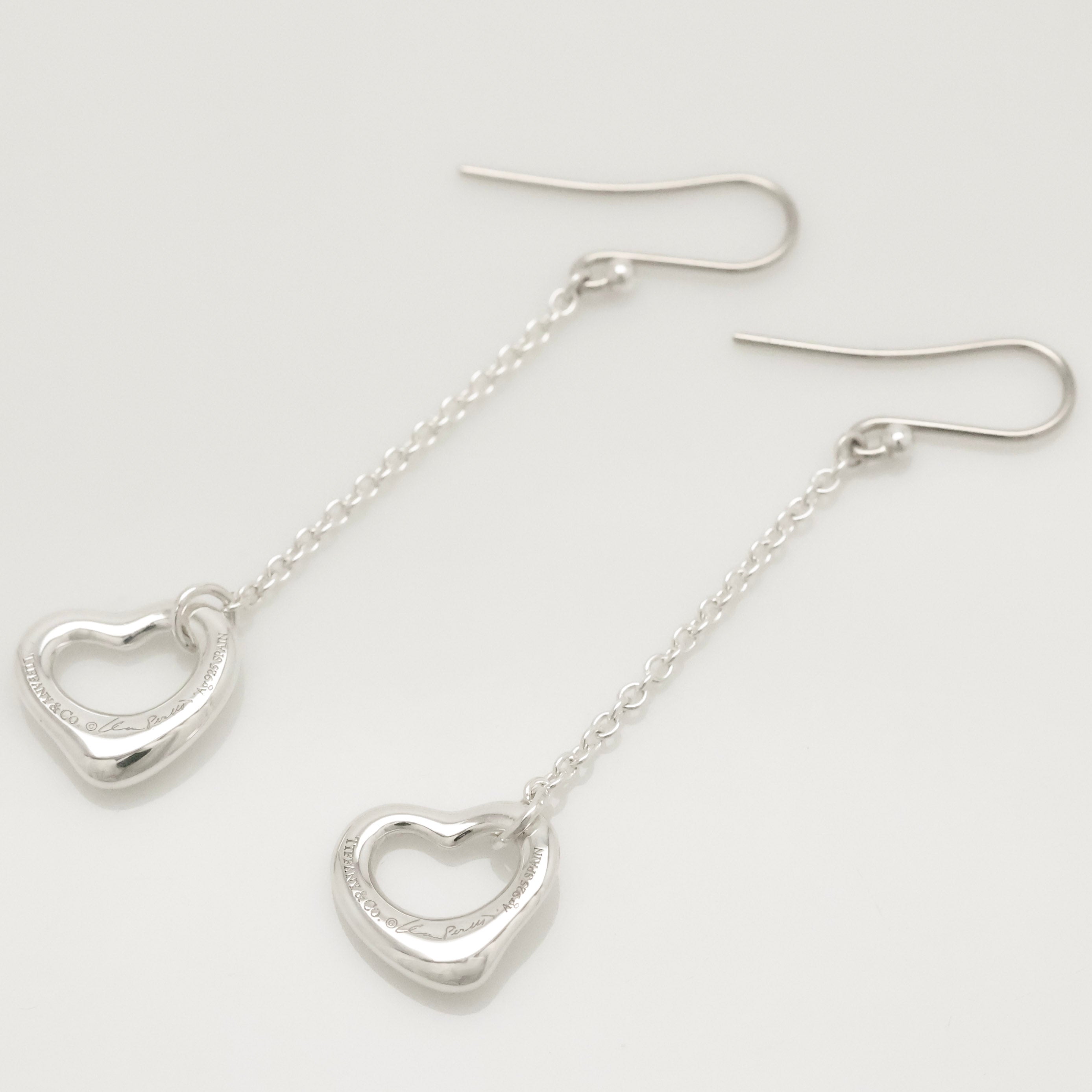 TIFFANY&Co. オープンハート エルサペレッティ ドロップ フック ピアス AG925