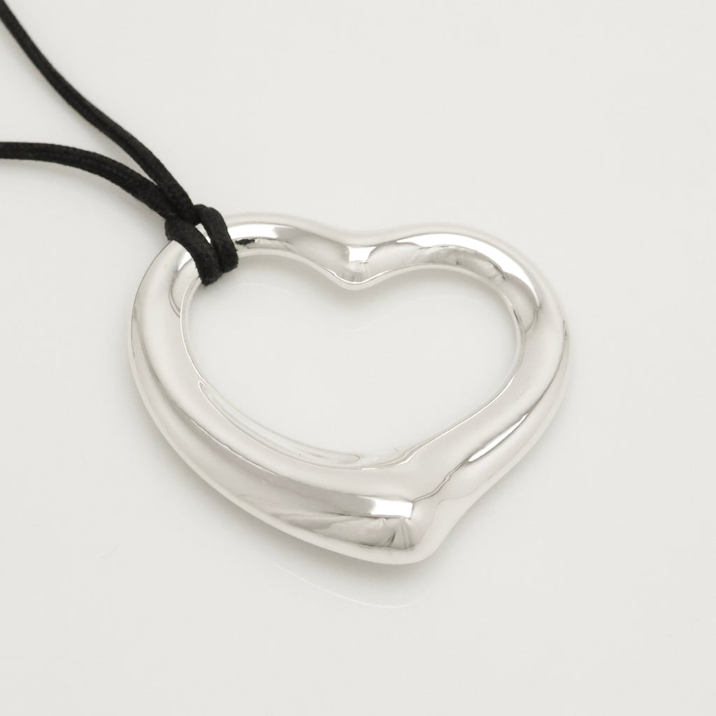 TIFFANY&Co. オープンハート 36mm シルクコード エルサペレッティ ネックレス AG925