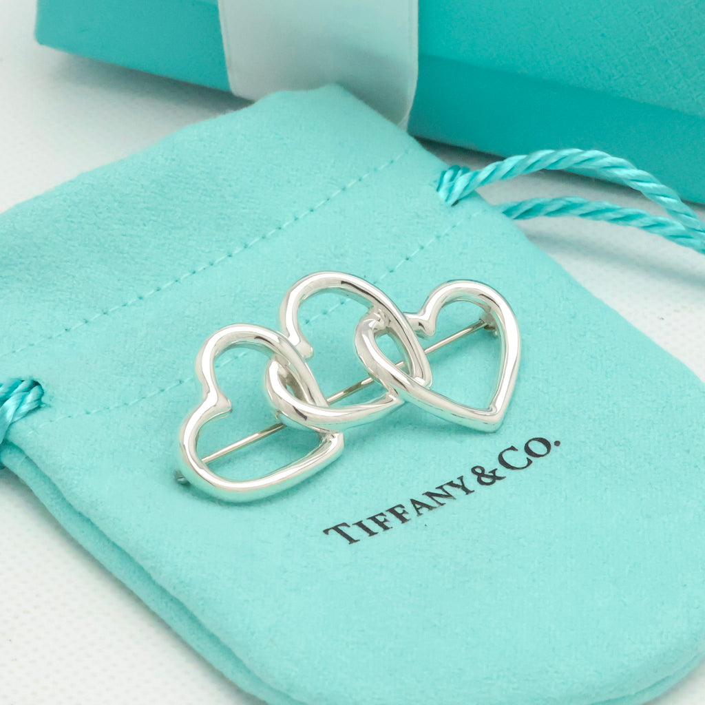 TIFFANY&Co. トリプル オープン ハート ピン ブローチ AG925