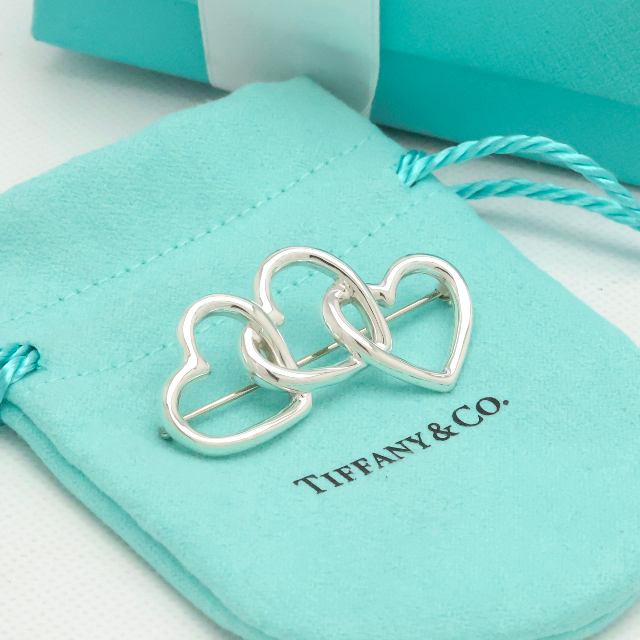 TIFFANY&Co. トリプル オープン ハート ピン ブローチ AG925