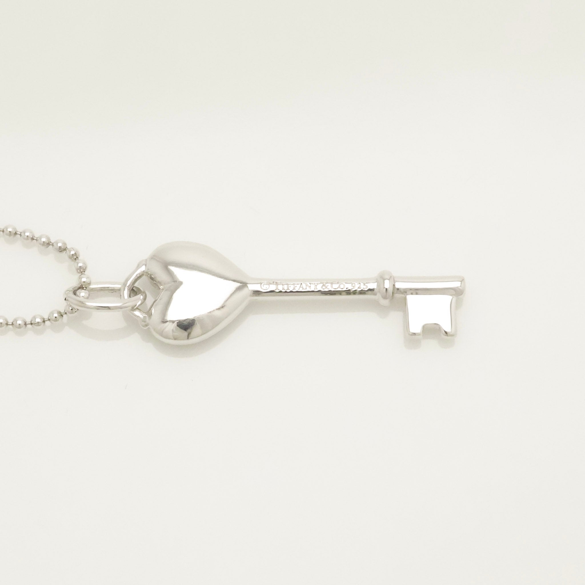 Tiffany & Co. Heart Key 1P Diamond Necklace Sterling Silver 925 