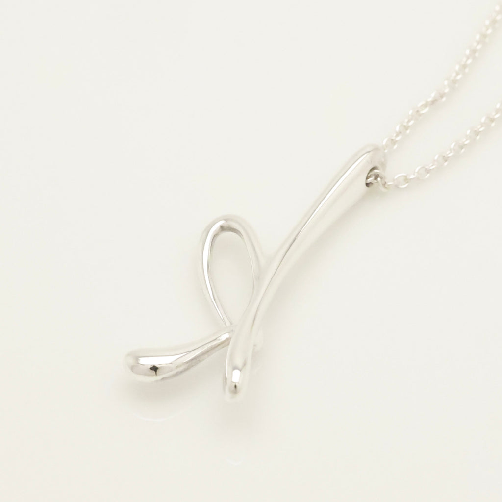 Tiffany & Co. Initial Letter "K" Pendant Necklace Sterling Silver 925