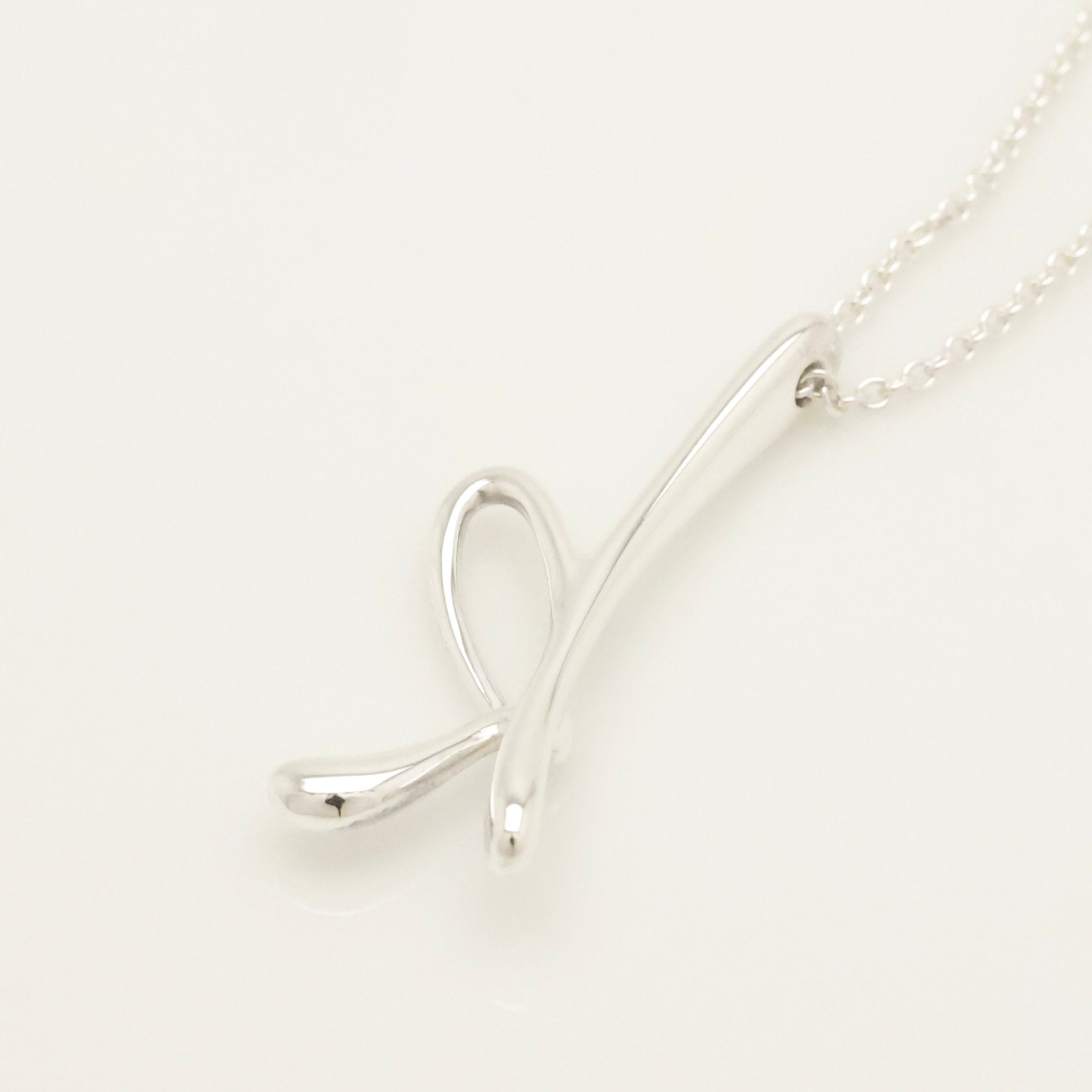 Tiffany & Co. Initial Letter "K" Pendant Necklace Sterling Silver 925