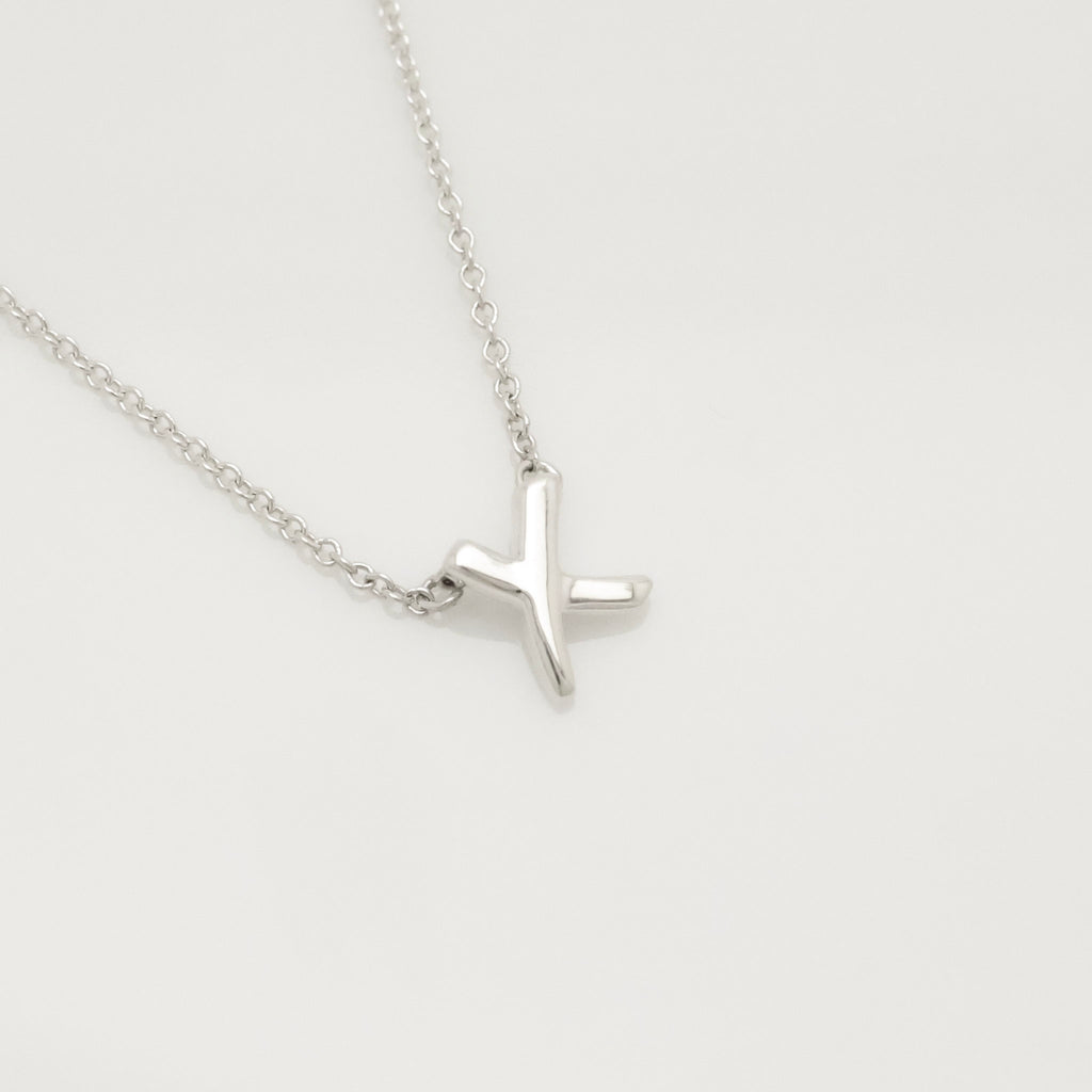 Tiffany & Co. Mini X Kiss Cross Pendant Necklace Sterling Silver 925 