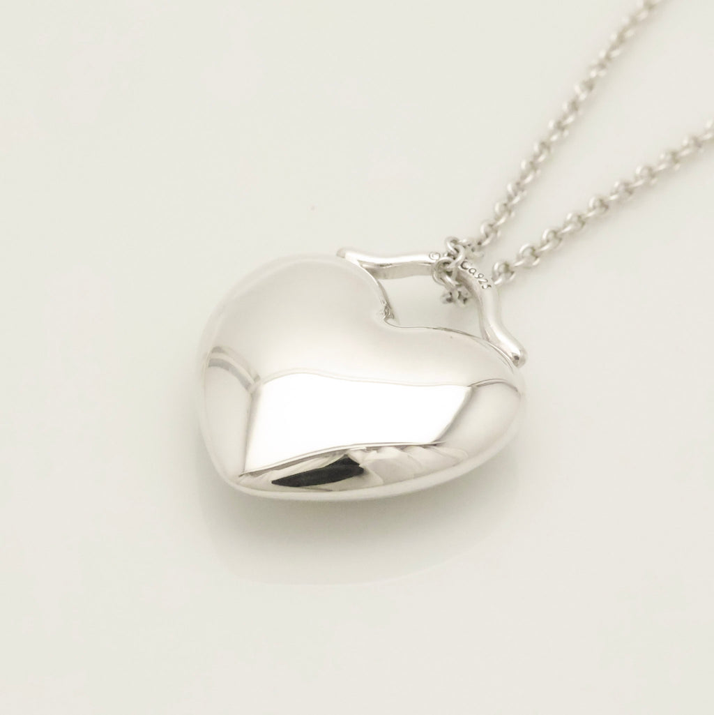  Tiffany & Co. Puff Heart Pendant Necklace Sterling Silver 925