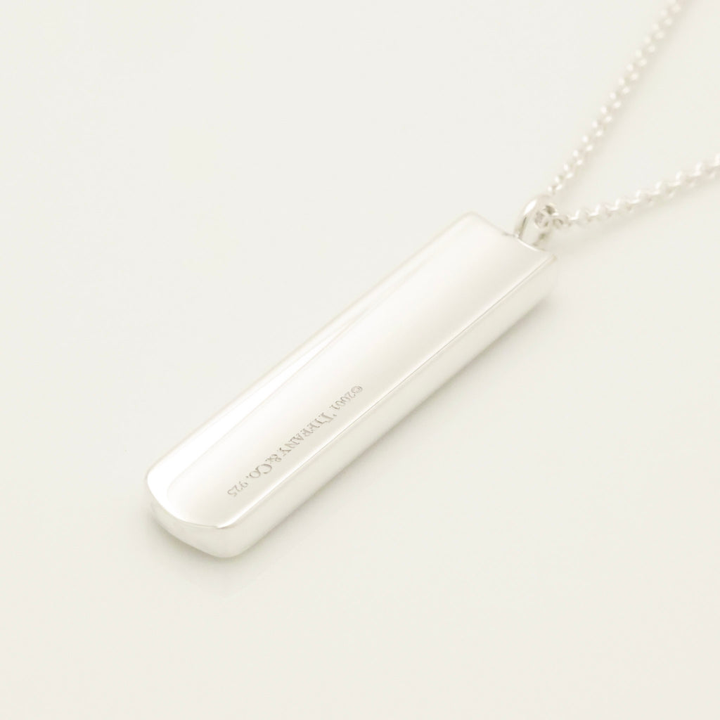 TIFFANY & Co. 1837 Bar Plate Pendant Necklace Chain Sterling Silver 925