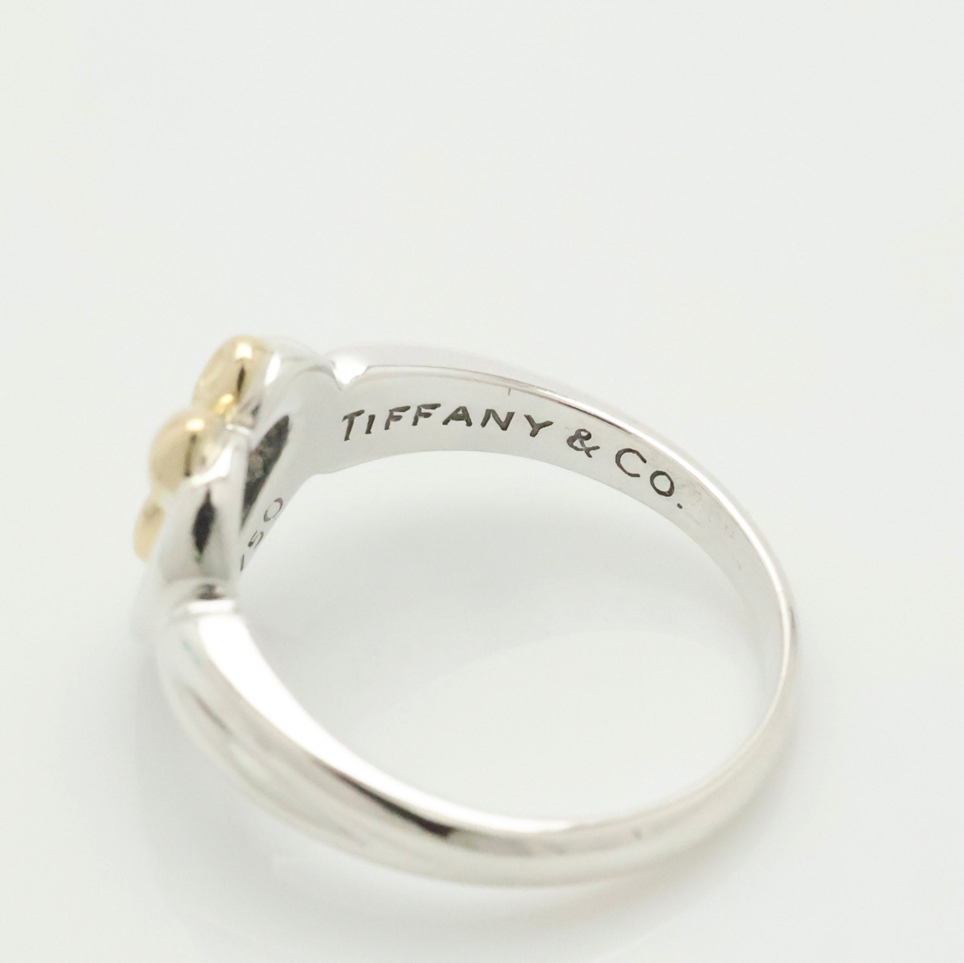 Tiffany & Co. Ribbon Bow Heart Ring  Gold &  Sterling Silver 925