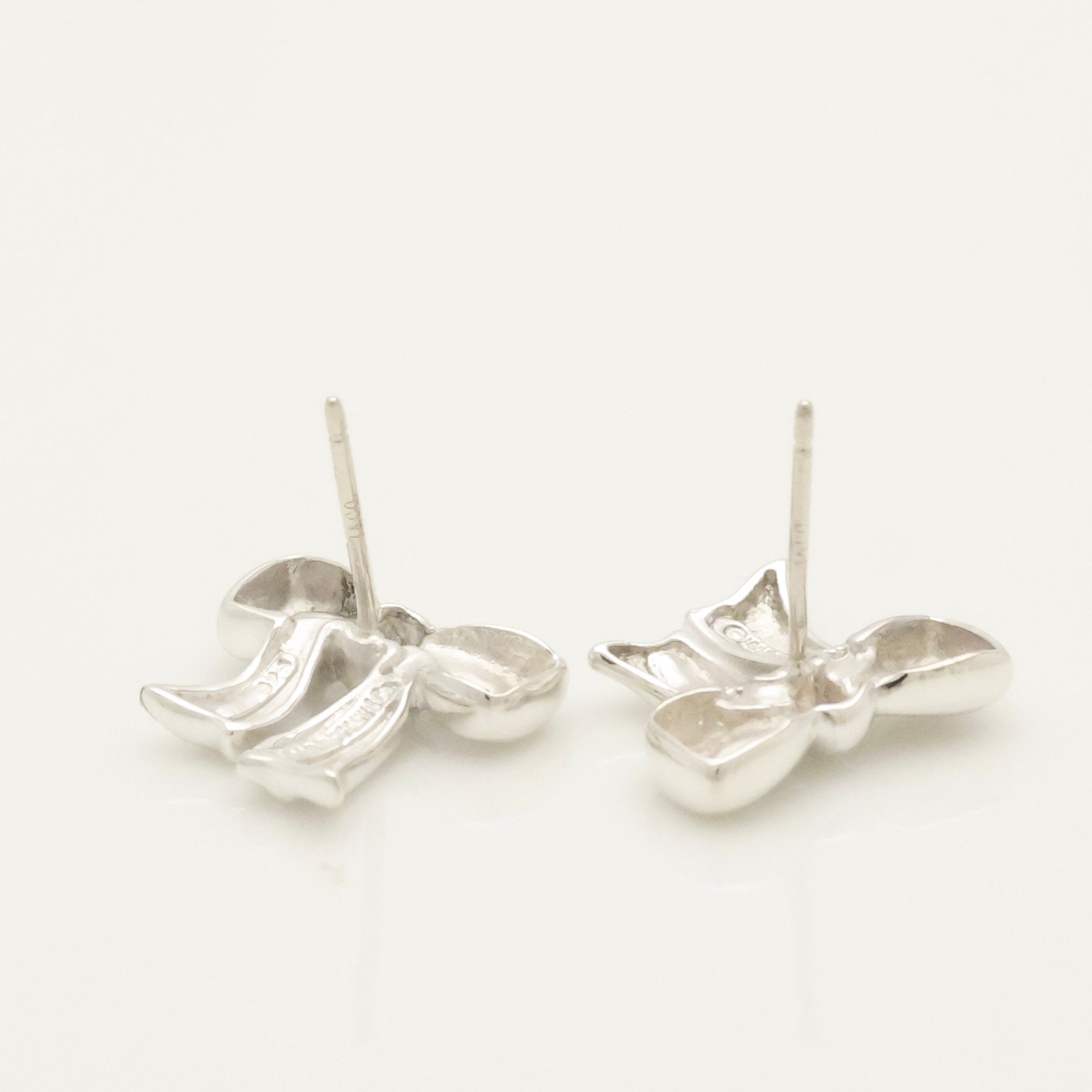 Tiffany & Co. Ribbon Bow Stud Earrings Sterling Silver 925