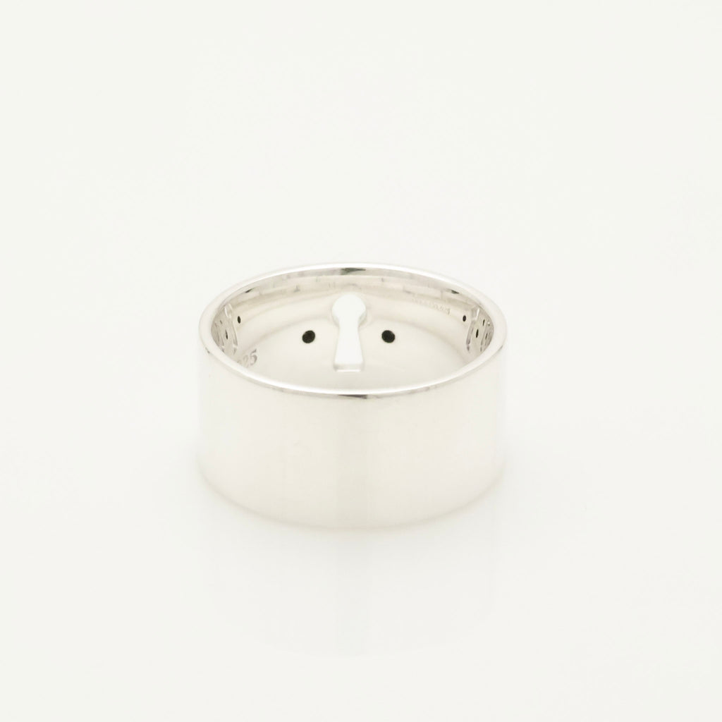 Tiffany & Co. 2P Diamond Keyhole Lock Ring Sterling Silver 925
